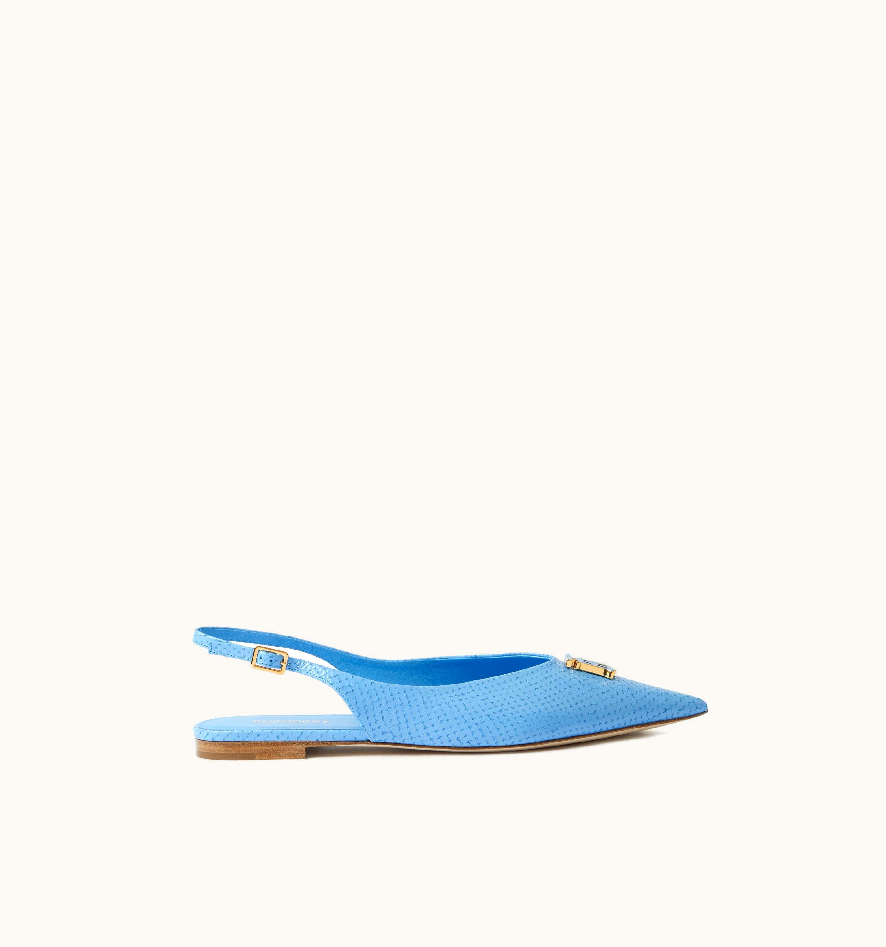 Burberry Burberry Monogram Motif Leather Slingback Point-Toe Ballerinas In Cool Cornflower Blue - Women UZ0139119