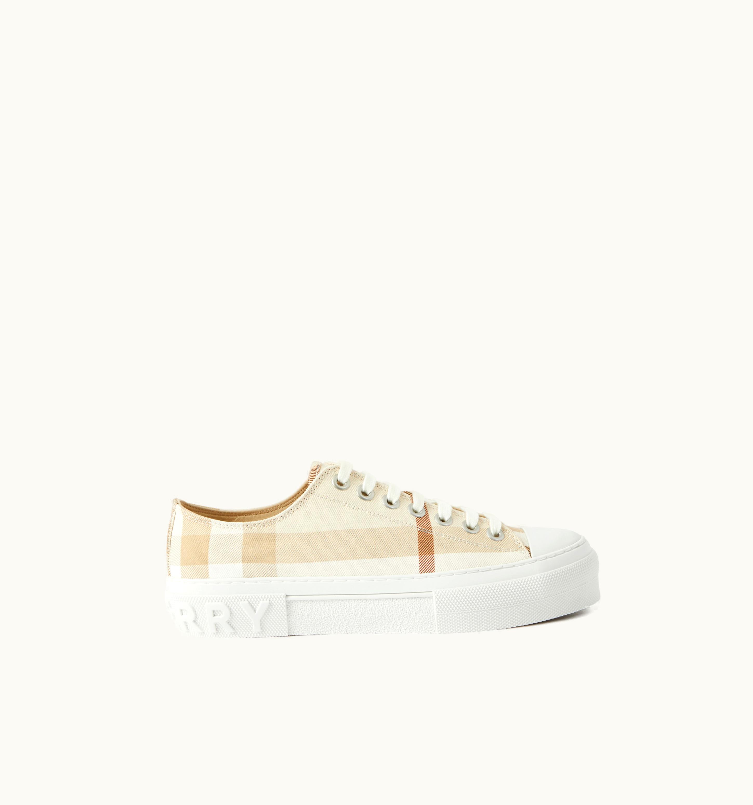 Burberry Burberry Check Cotton Sneakers In Soft Fawn - Women