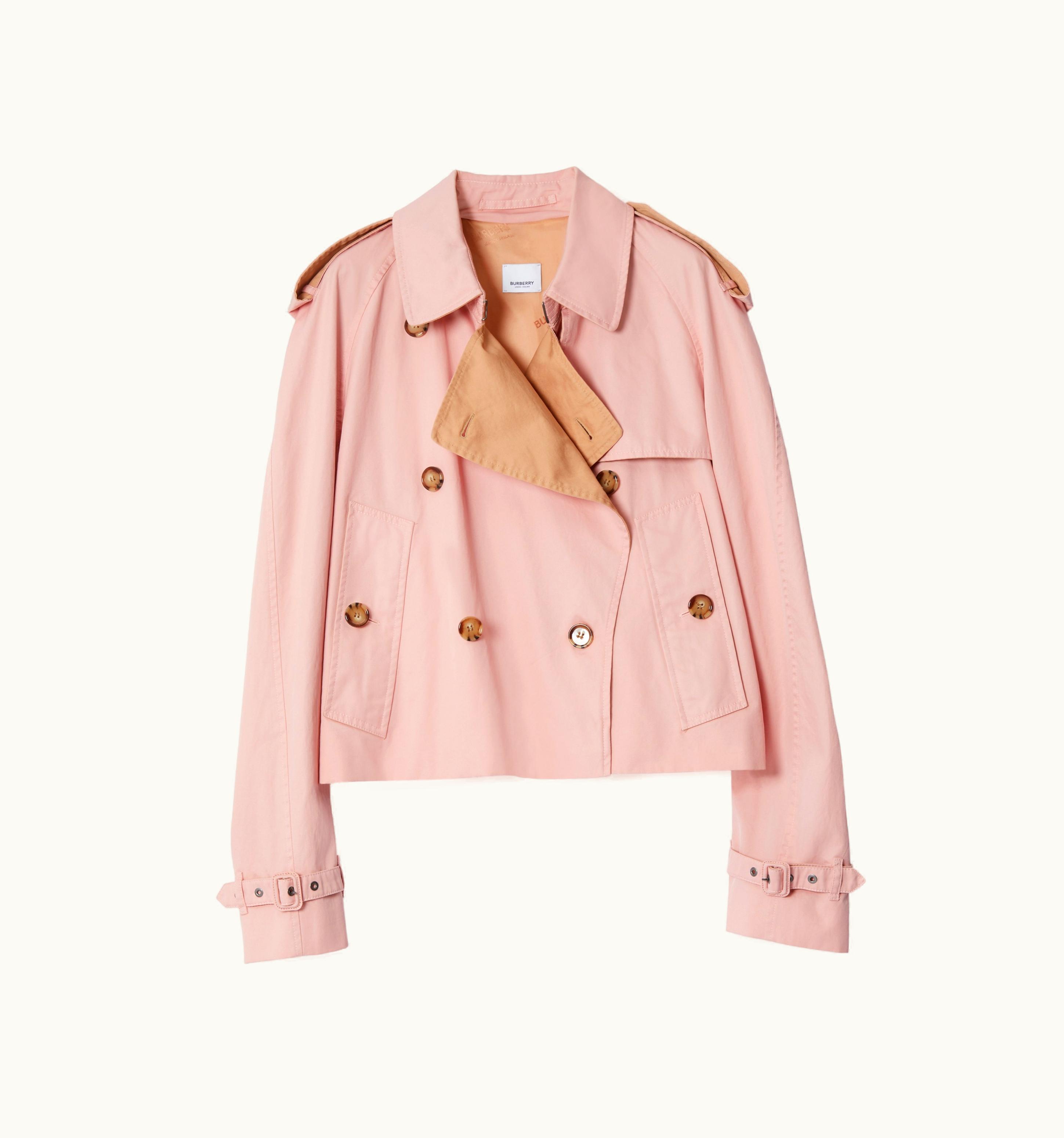 Burberry Burberry Cotton Gabardine Cropped Trench Coat In Sorbet Pink - Women UZ0139145