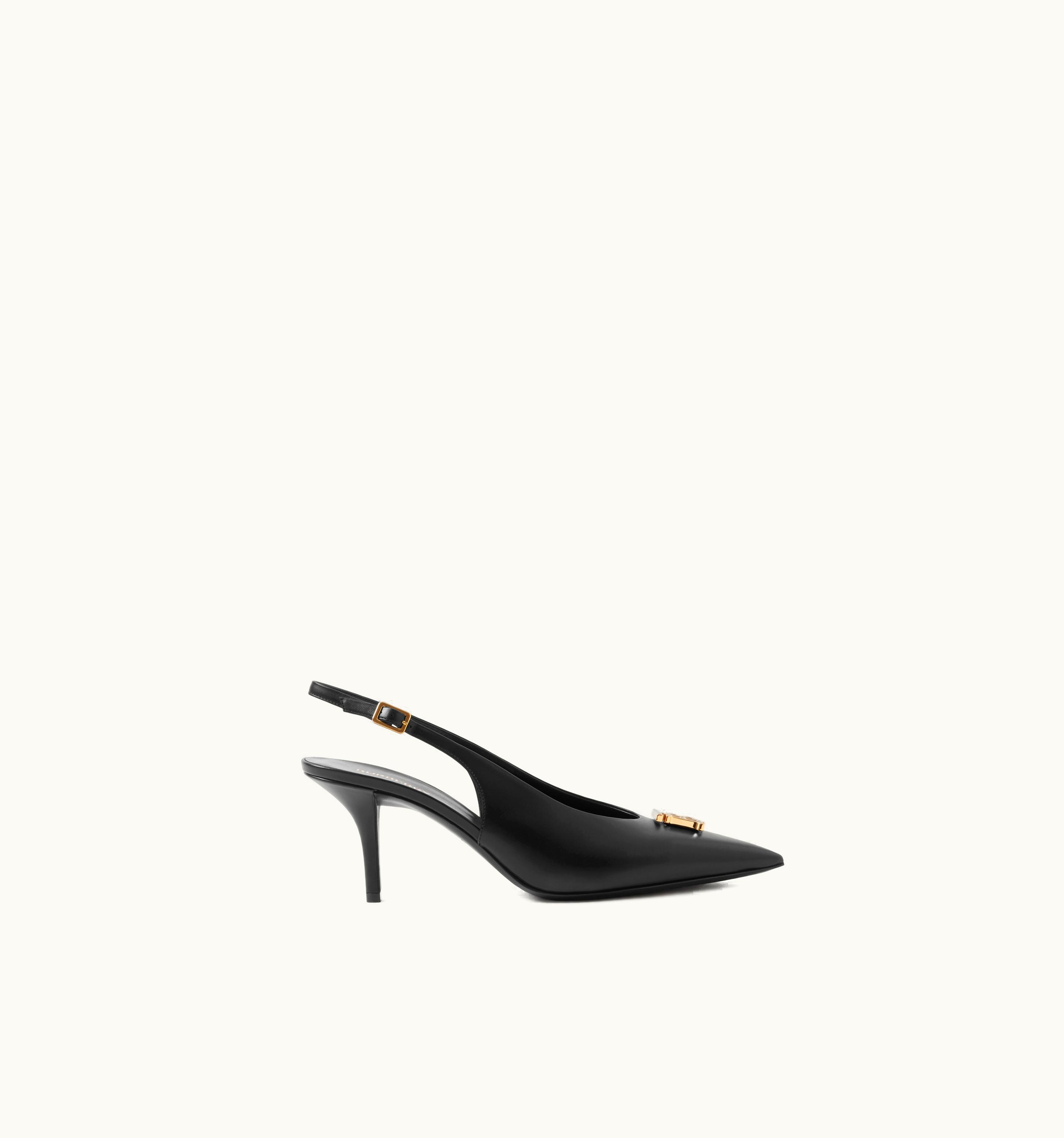 Burberry Burberry Monogram Motif Leather Slingback Pumps In Black - Women UZ0139155