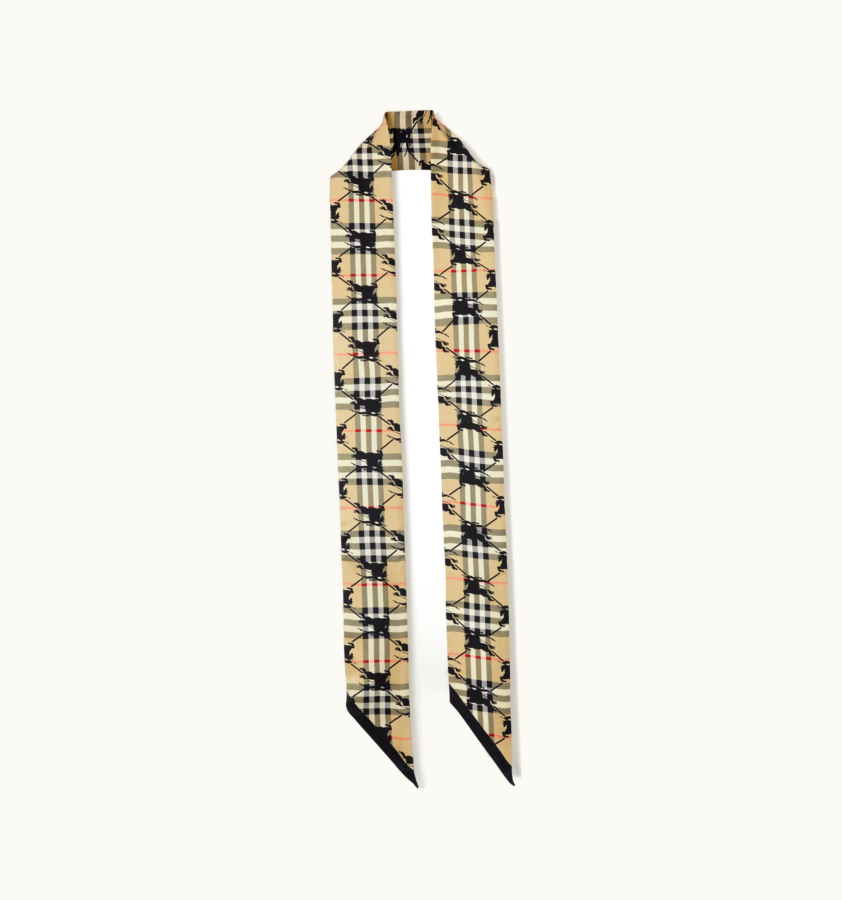 Burberry Burberry Check Ekd Print Silk Skinny Scarf In Archive Beige UZ0139157