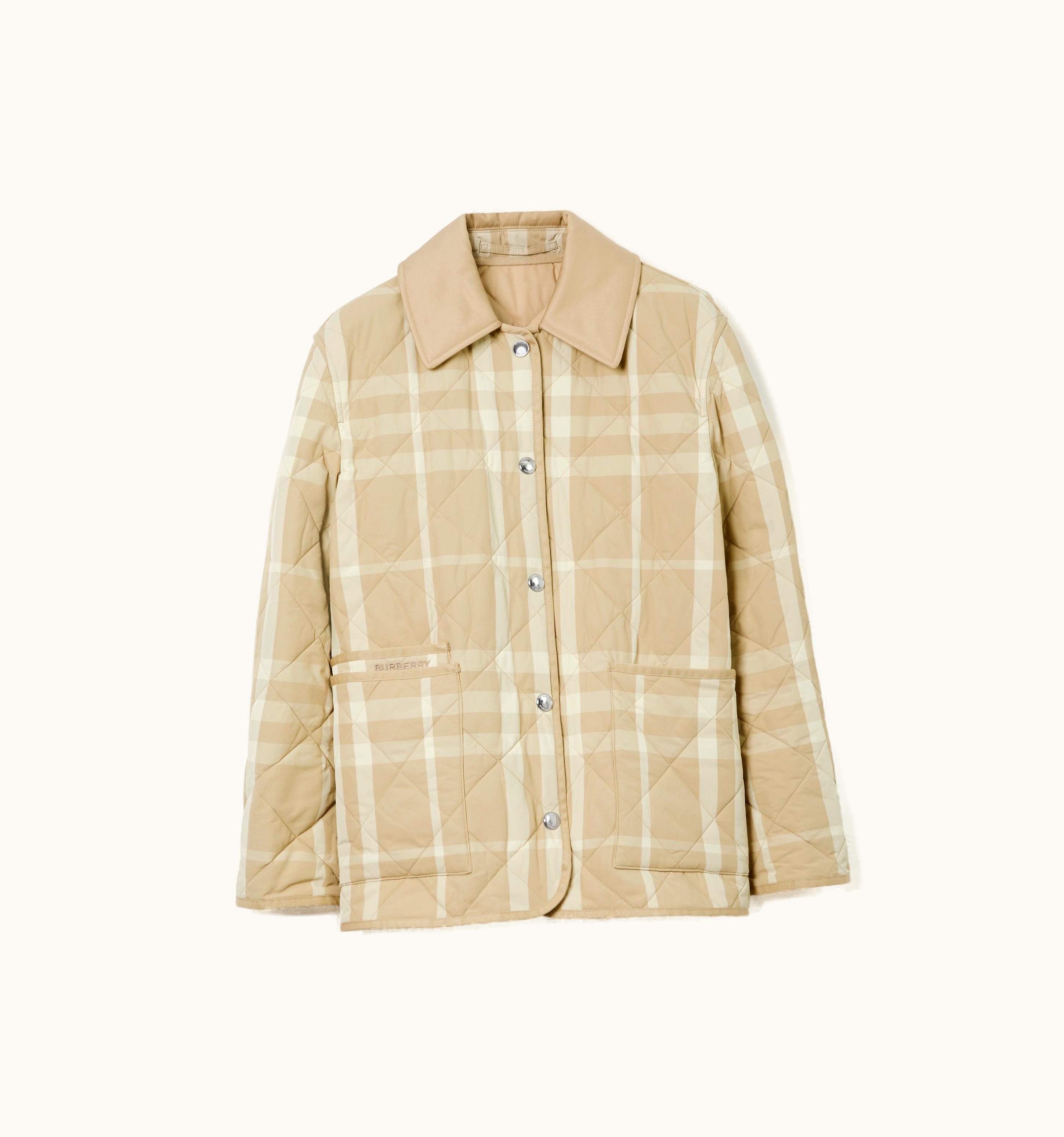 Burberry Burberry Check Diamond Quilted Nylon Barn Jacket In Soft Fawn - Women UZ0139159