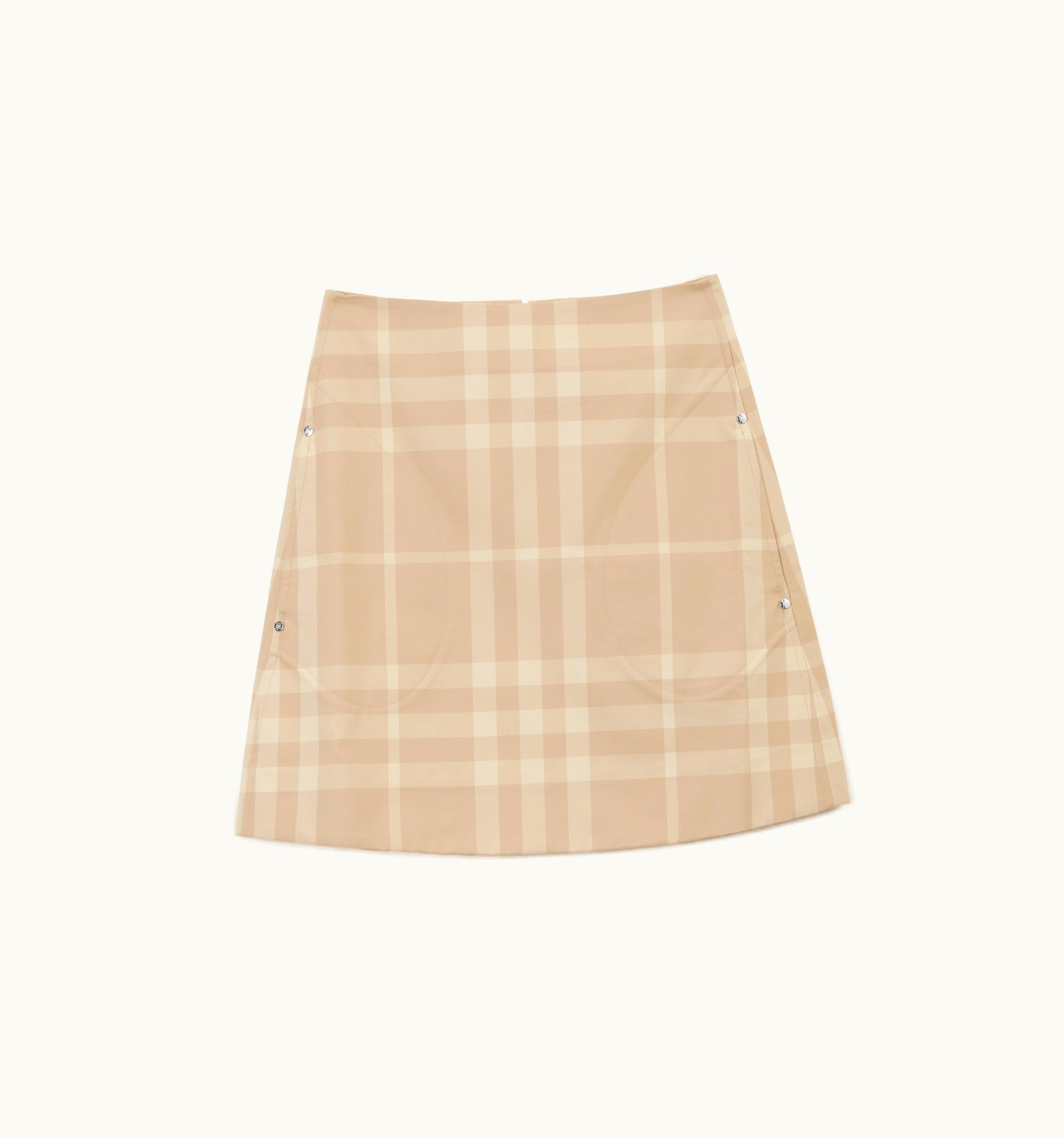 Burberry Burberry Check Cotton Gabardine Mini Skirt In Soft Fawn - Women