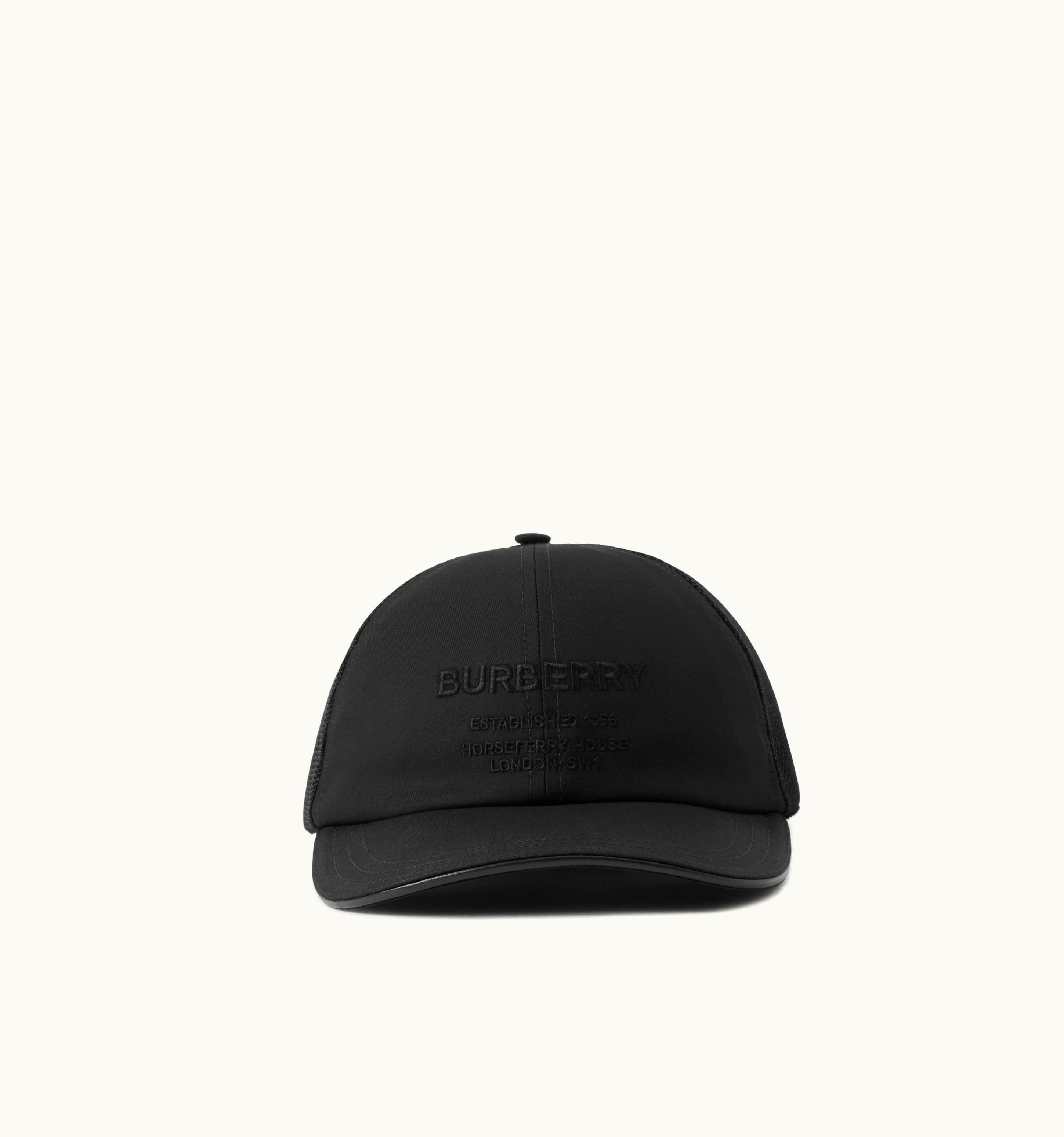 Burberry Burberry Horseferry Motif Cotton And Mesh Baseball Cap In Black UZ0139171