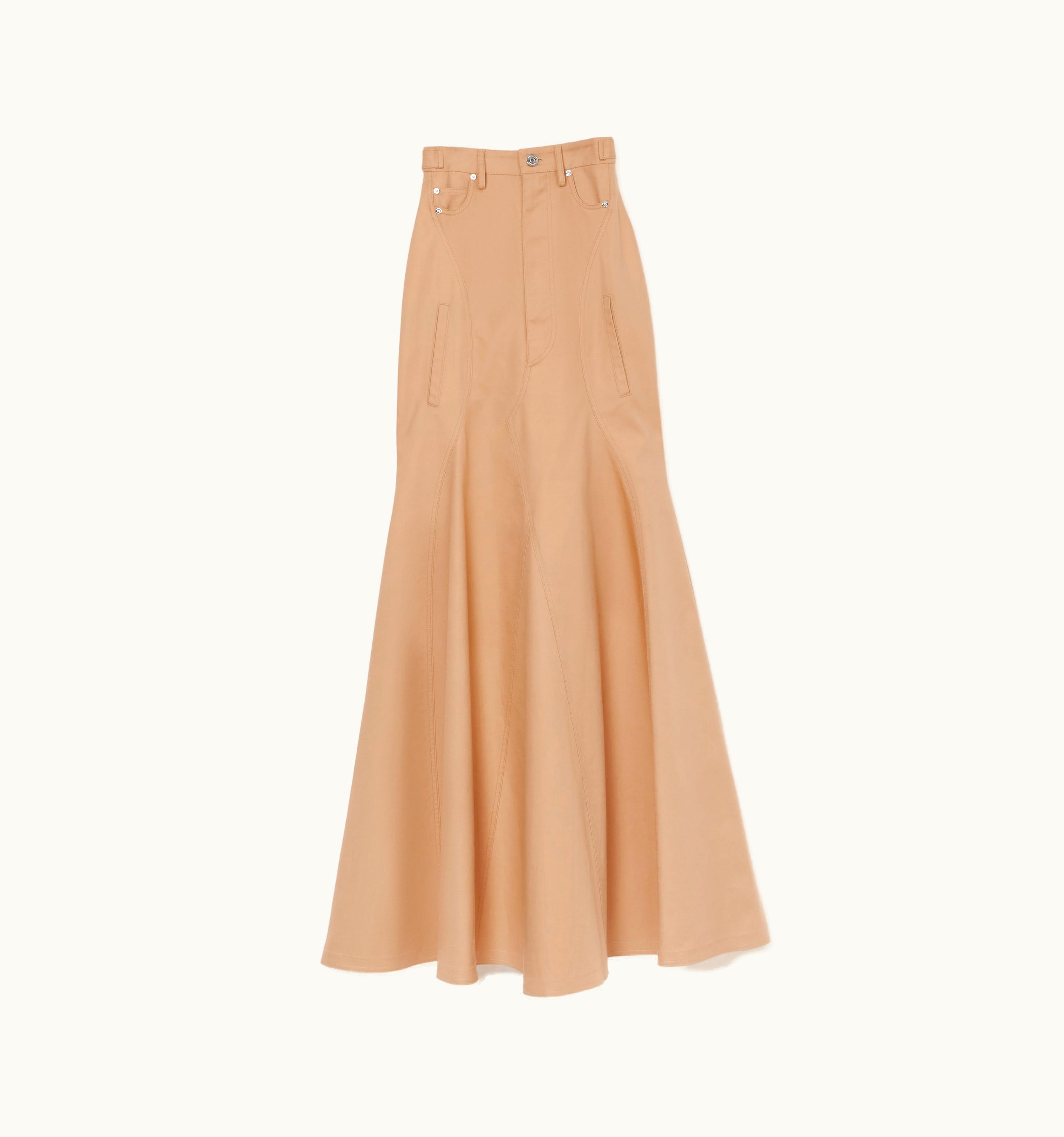 Burberry Burberry Cotton Gabardine Floor-Length Skirt In Pale Nude - Women UZ0139188