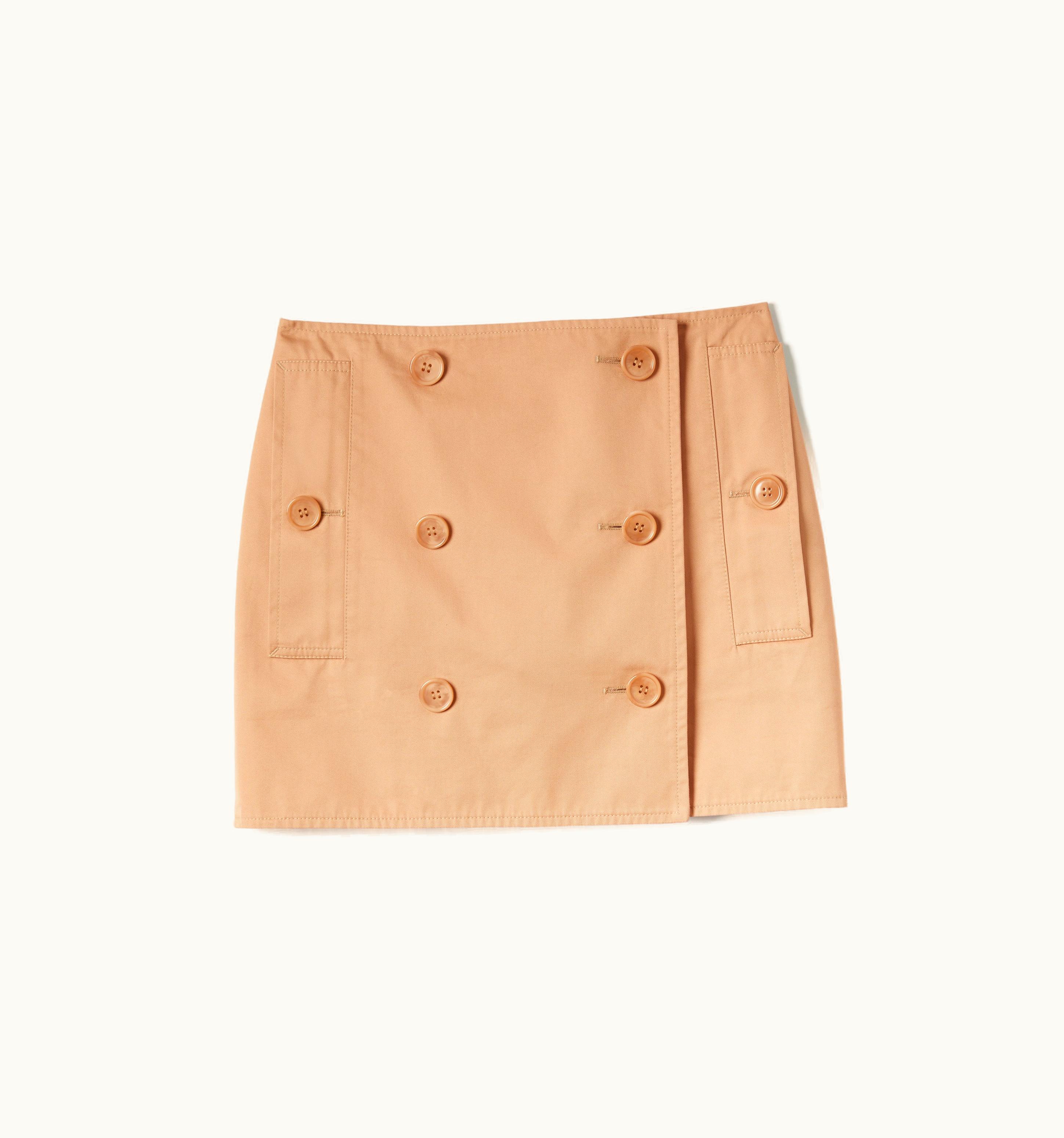 Burberry Burberry Cotton Gabardine Trench Mini Skirt In Pale Nude - Women UZ0139193