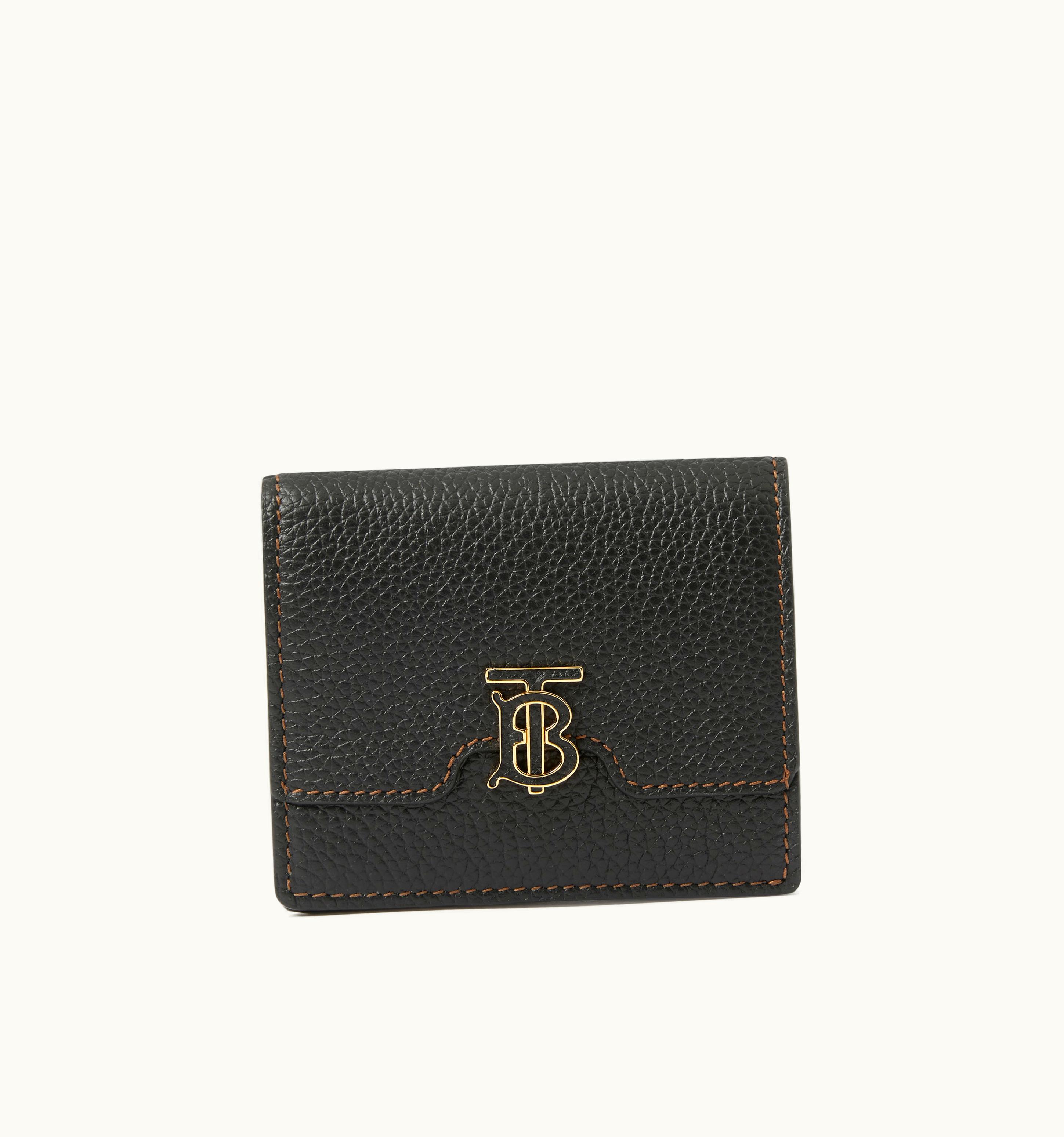 Burberry Burberry Grainy Leather Tb Folding Wallet In Black - Women