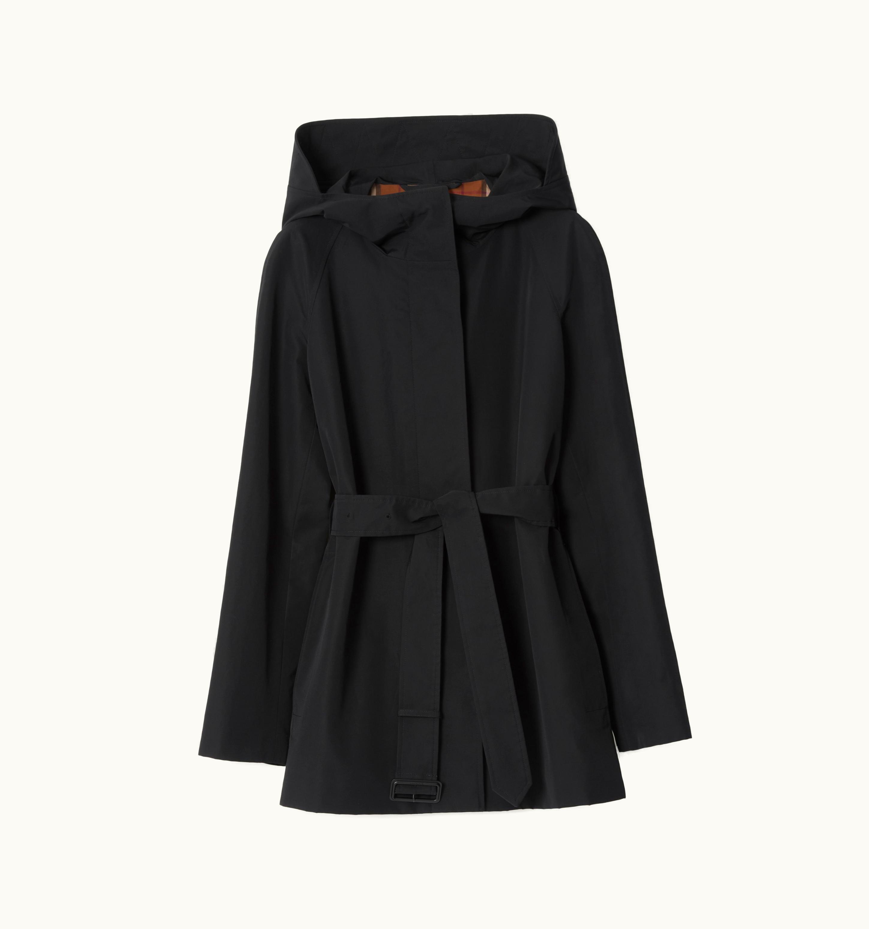 Burberry Burberry Technical Cotton Faille Hooded Car Coat In Black - Women UZ0139210