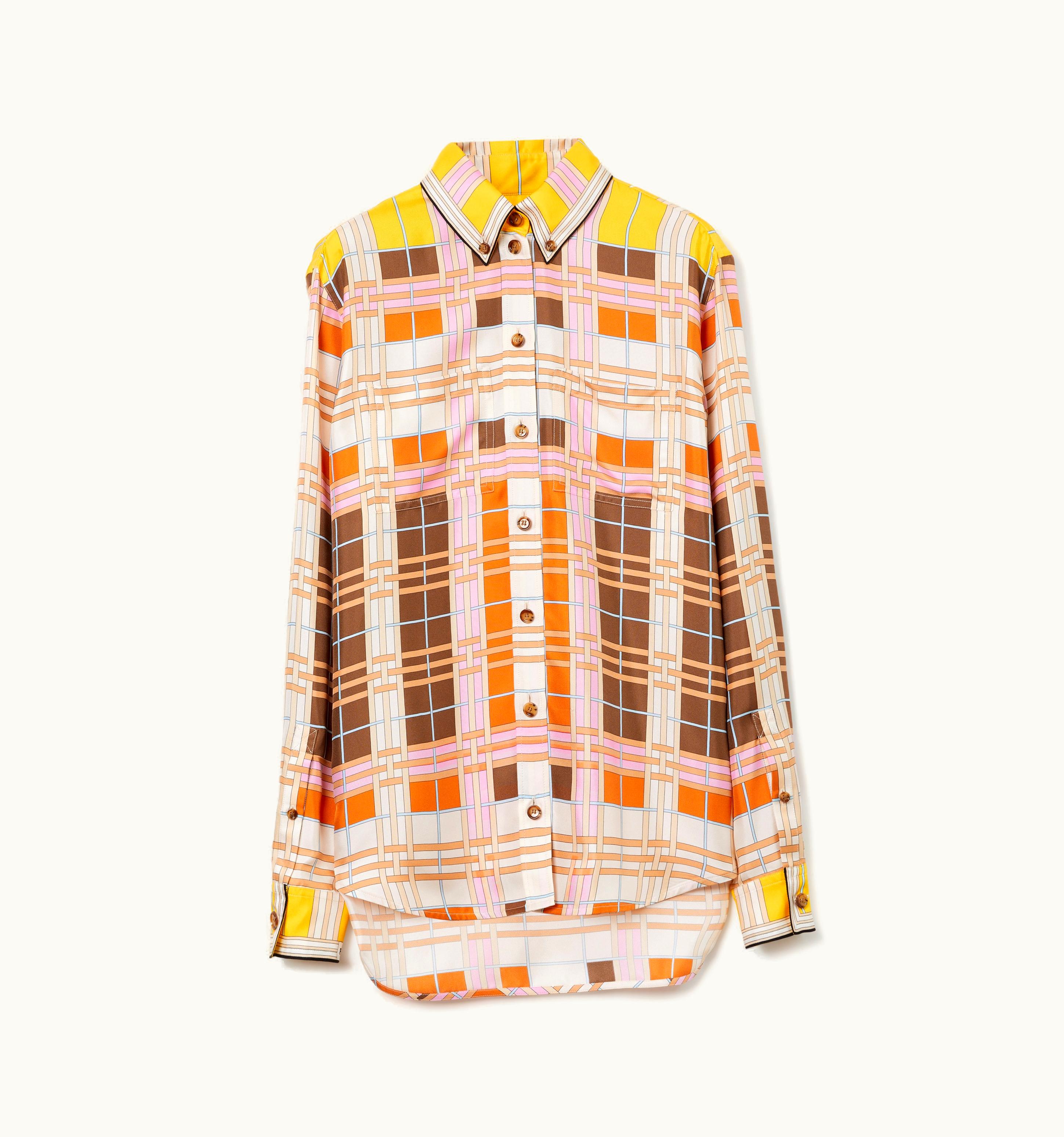 Burberry Burberry Abstract Check Silk Oversized Shirt In Candy Pink - Women UZ0139226