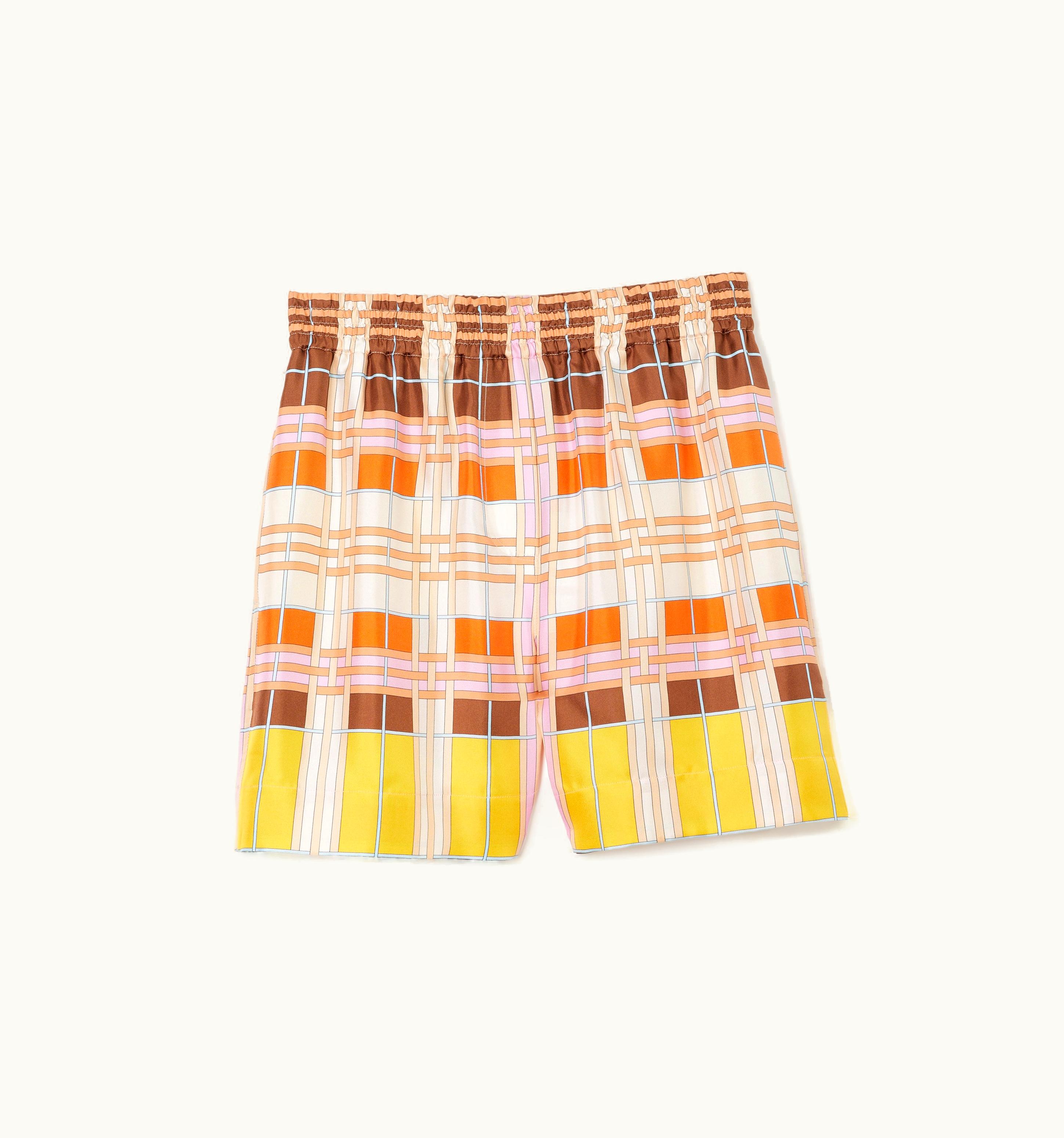 Burberry Burberry Abstract Check Print Silk Shorts In Candy Pink - Women UZ0139228
