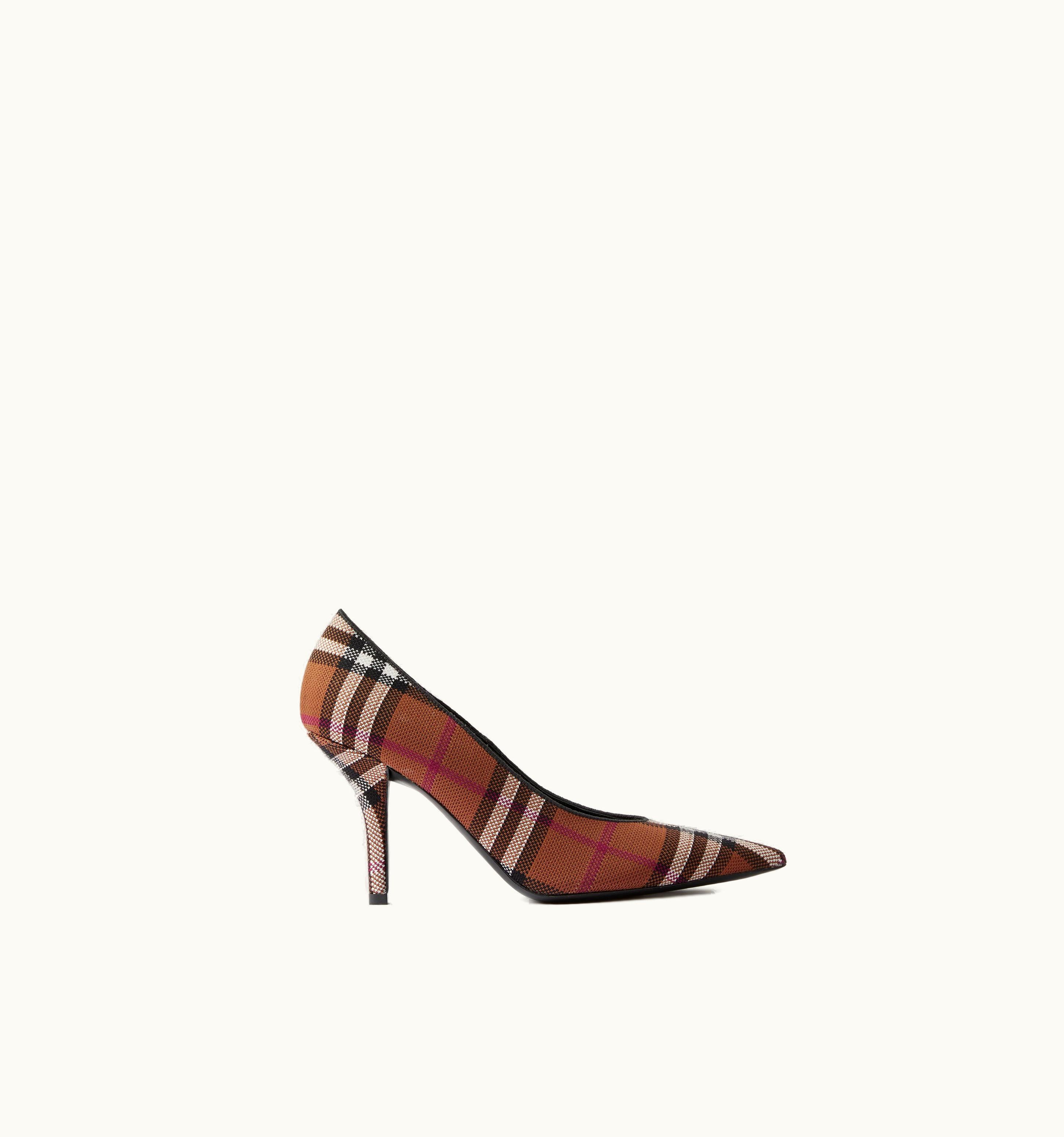Burberry Burberry Check Point-Toe Pumps In Dark Birch Brown - Women