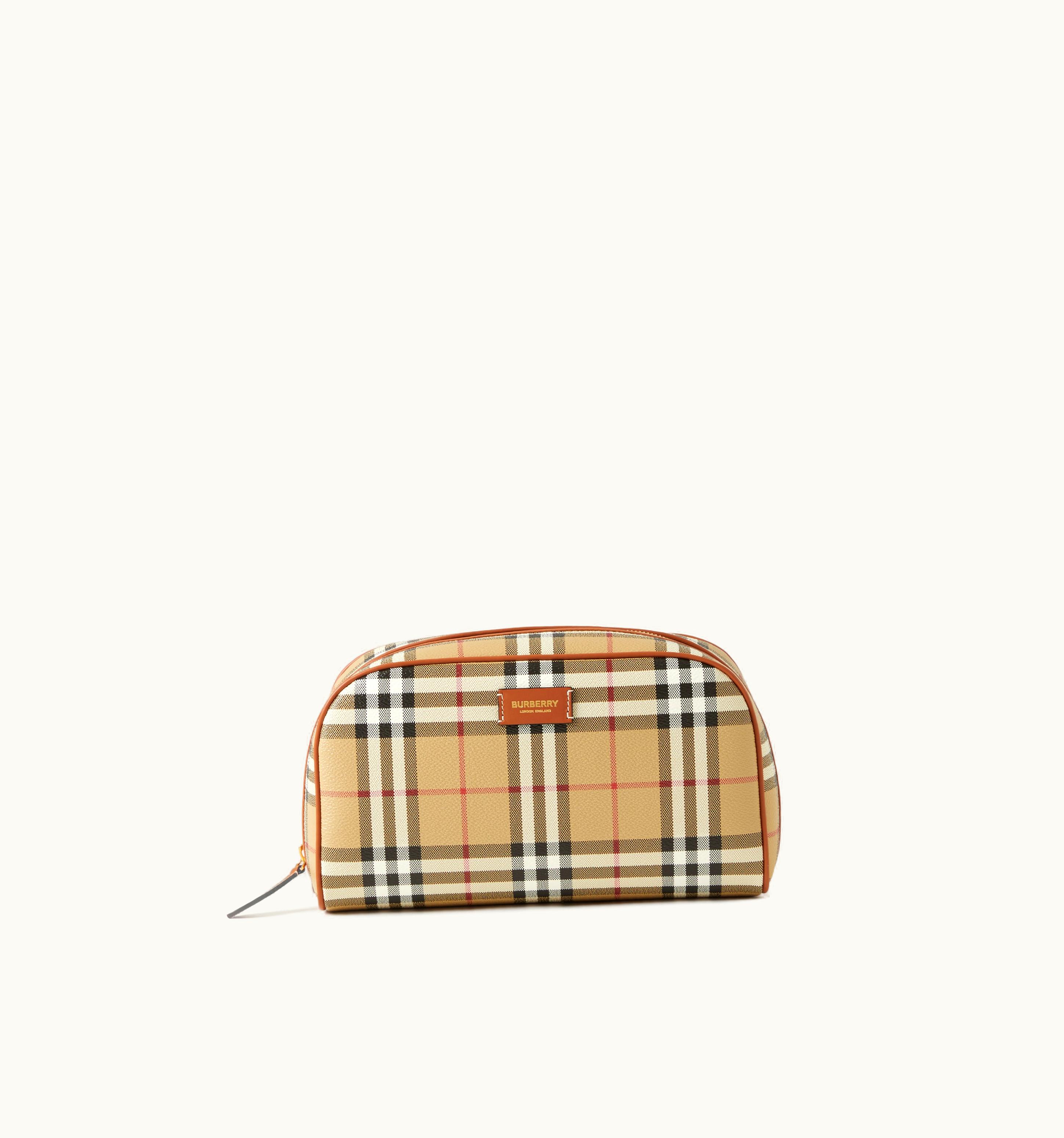 Burberry Burberry Medium Check Travel Pouch In Archive Beige - Women