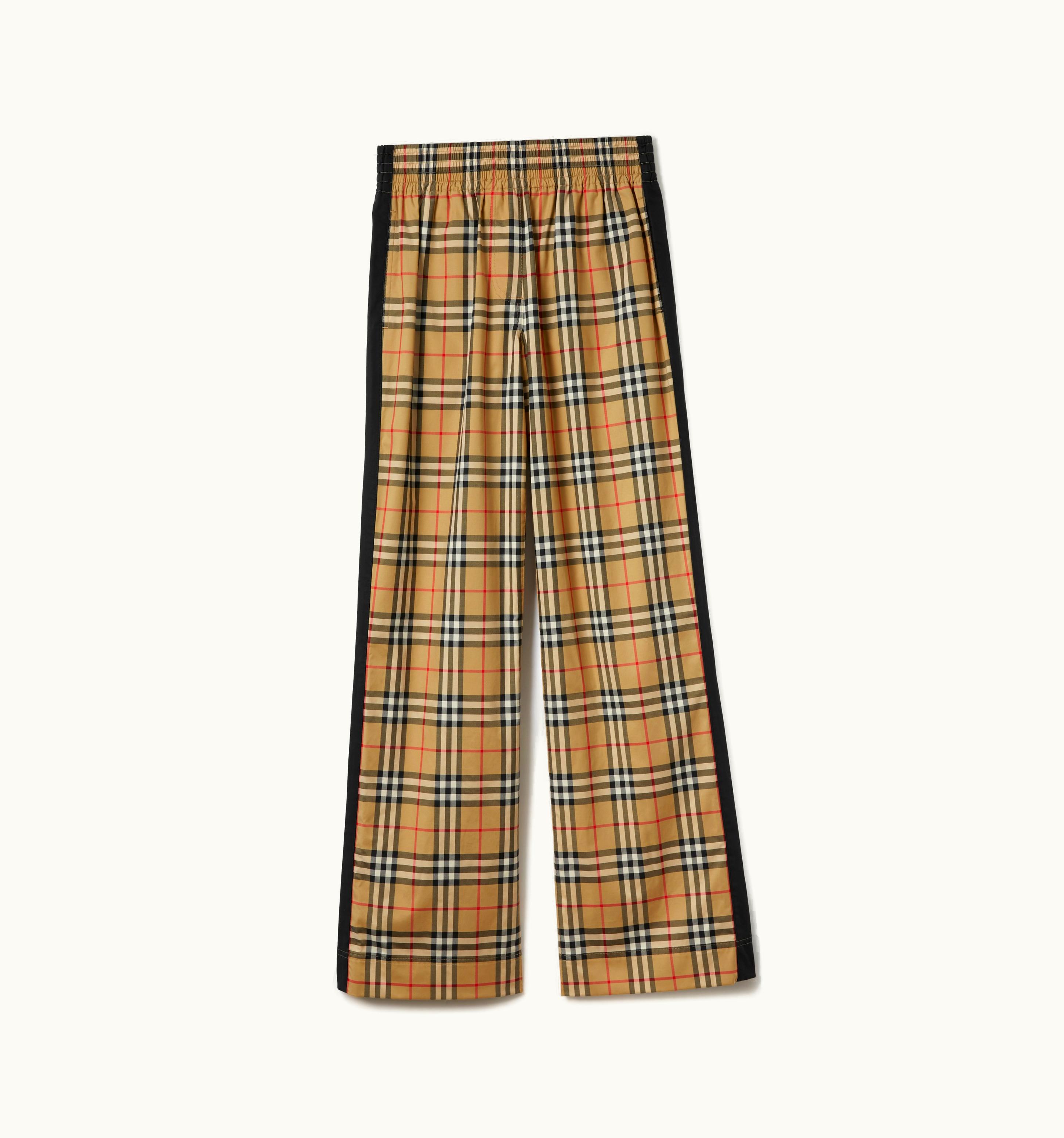Burberry Burberry Side Stripe Vintage Check Stretch Cotton Trousers In Archive Beige UZ0139260