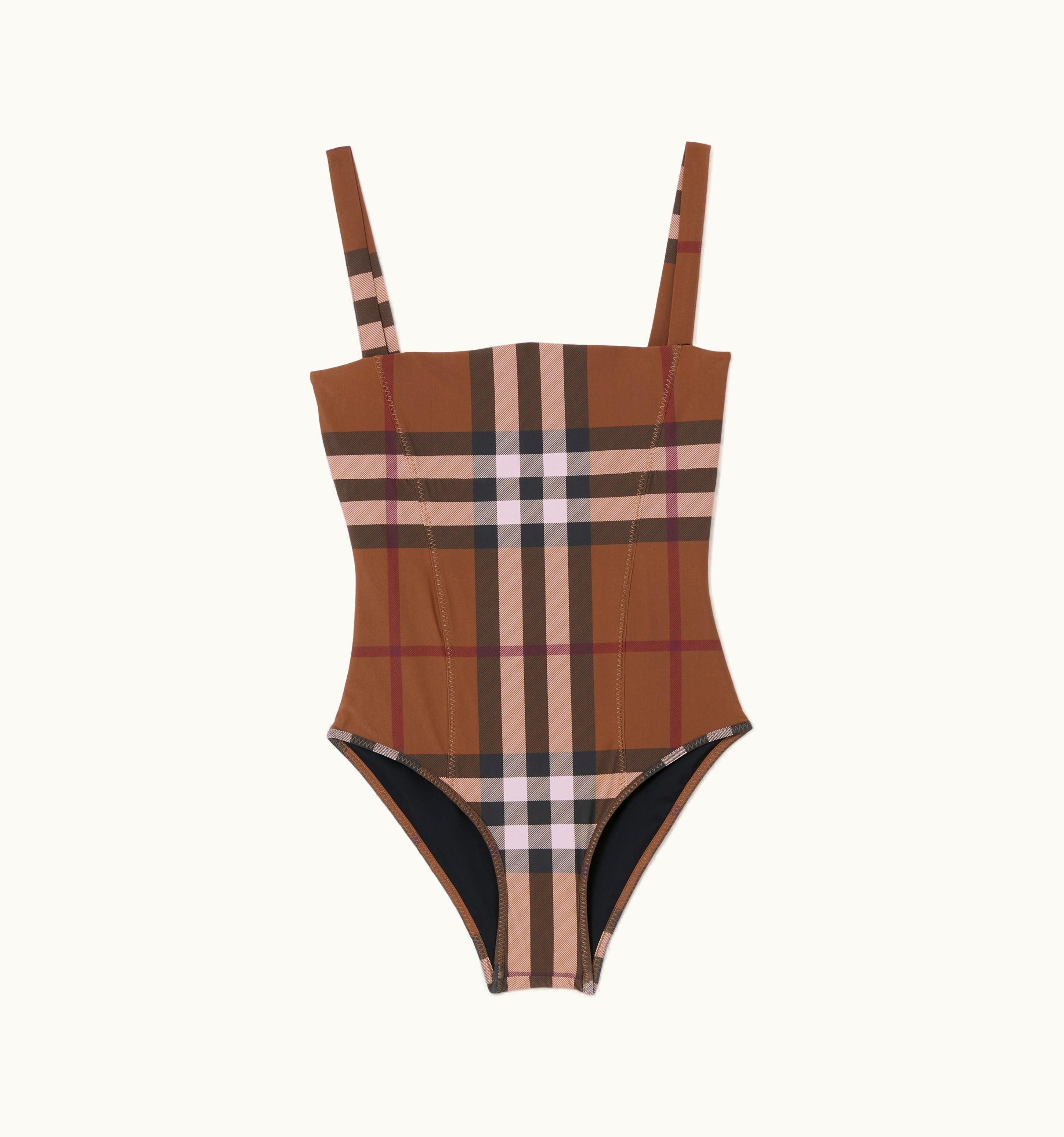 Burberry Burberry Check Stretch Nylon Swimsuit In Birch Brown - Women