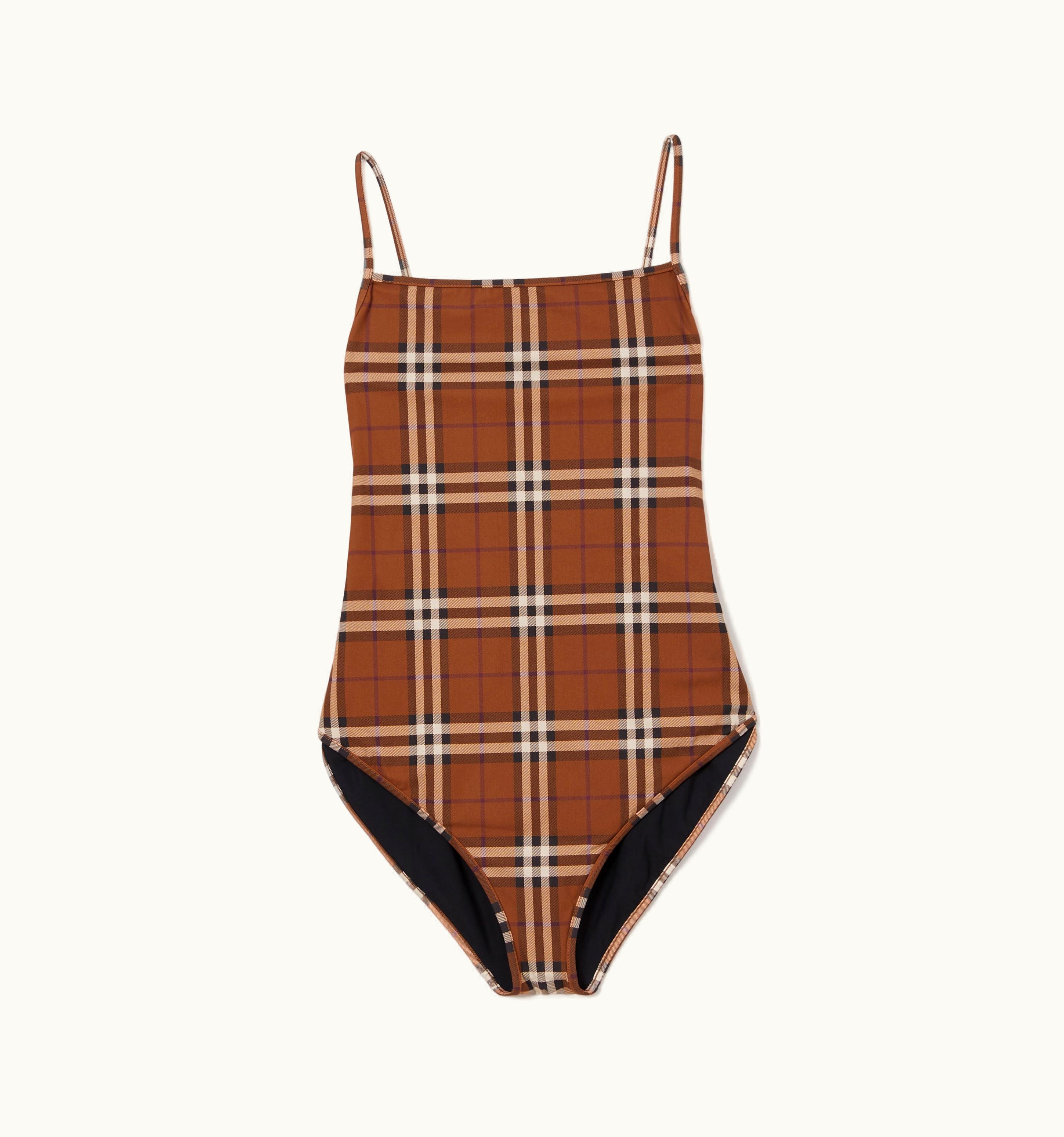 Burberry Burberry Check Swimsuit In Dark Birch Brown - Women