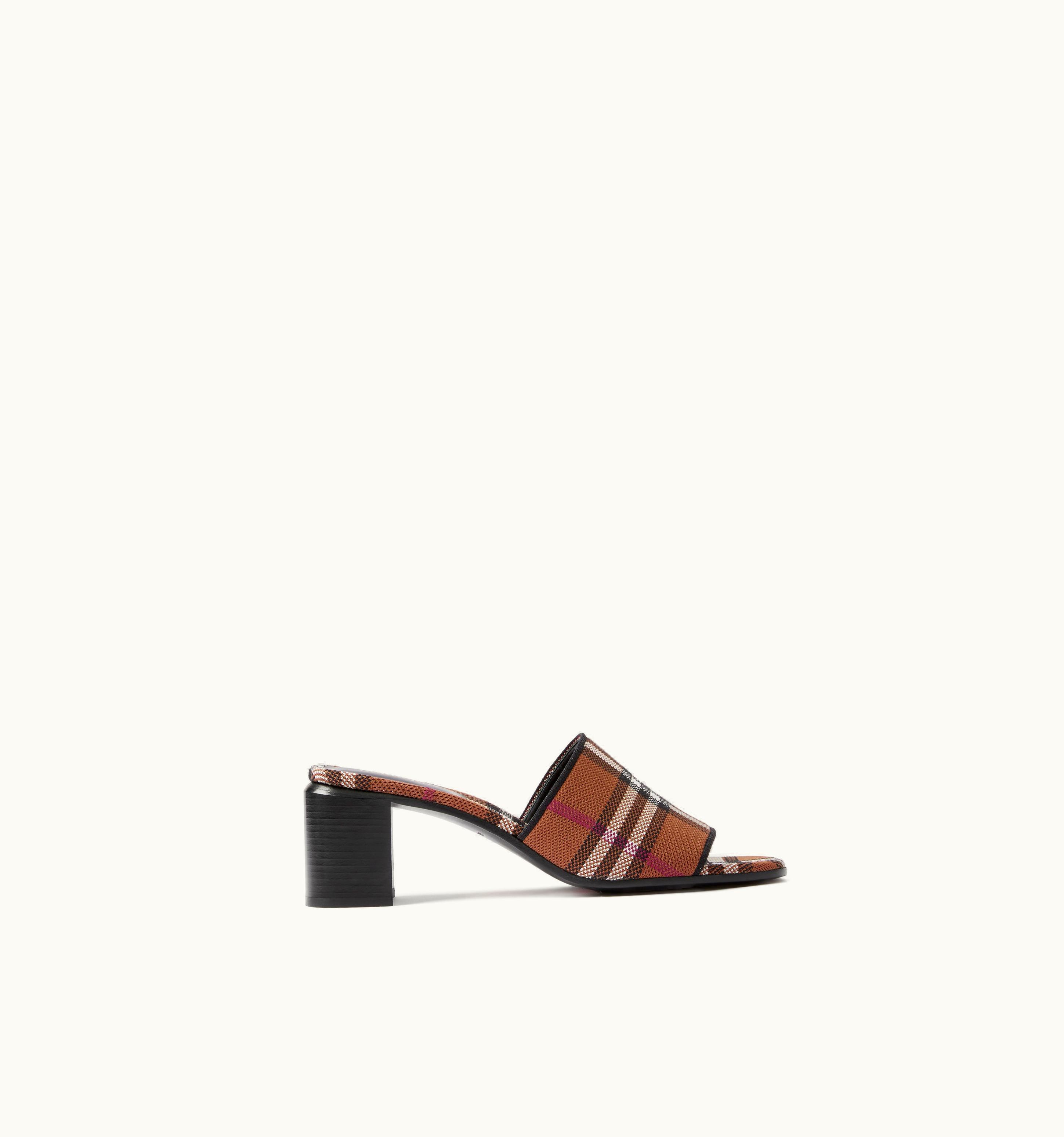 Burberry Burberry Check Block-Heel Mules In Dark Birch Brown - Women UZ0139272