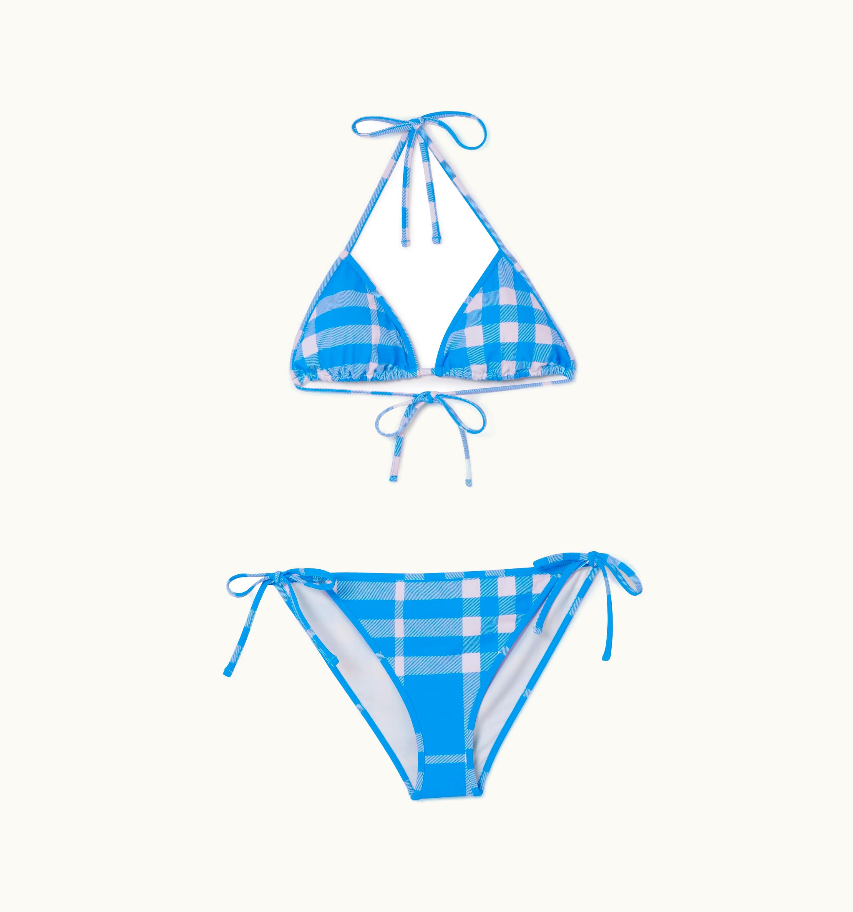 Burberry Burberry Check Stretch Nylon Triangle Bikini In VIvid Blue - Women UZ0139281