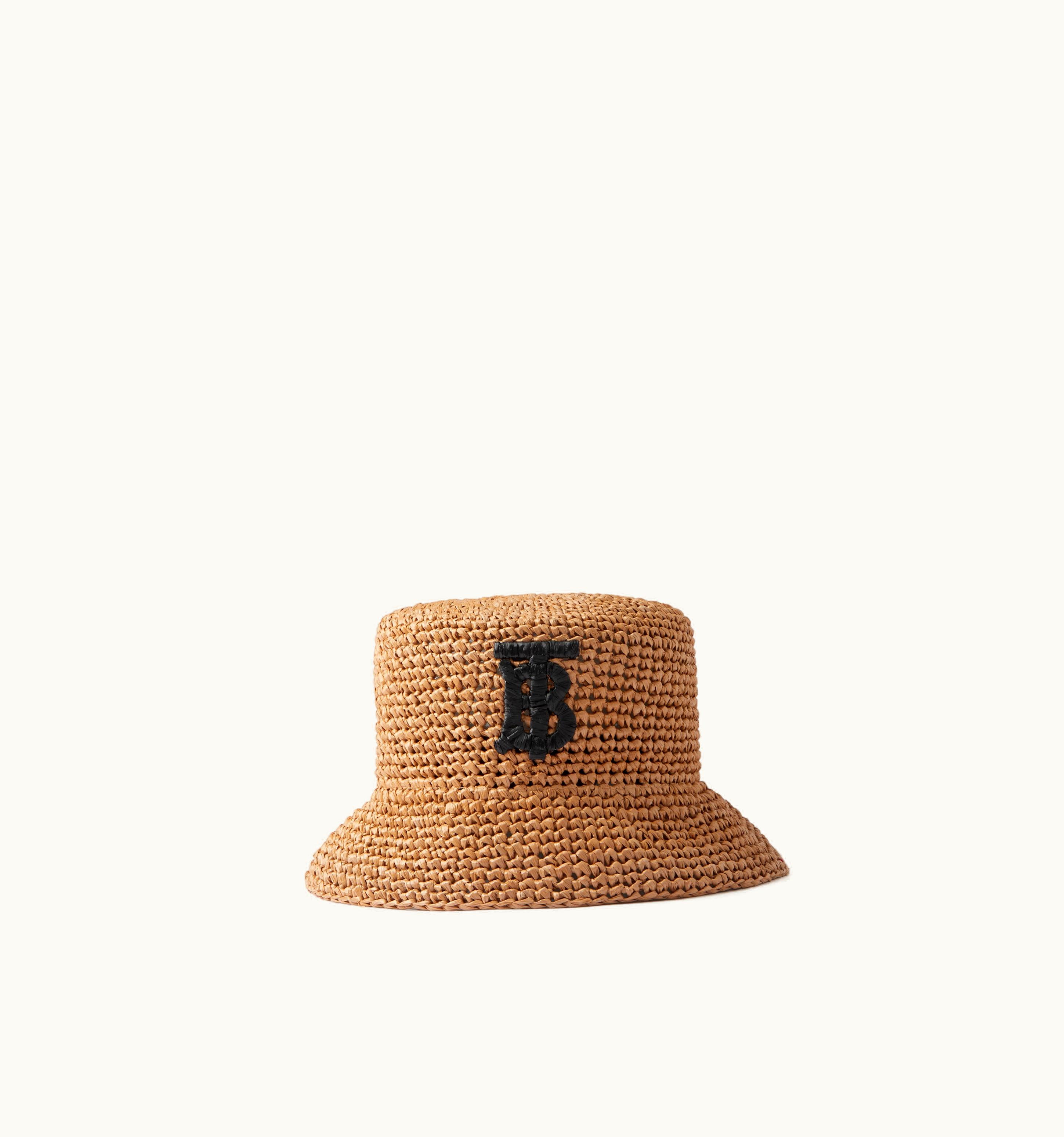 Burberry Burberry Monogram Motif Raffia-Effect Bucket Hat In Black/Beige UZ0139283