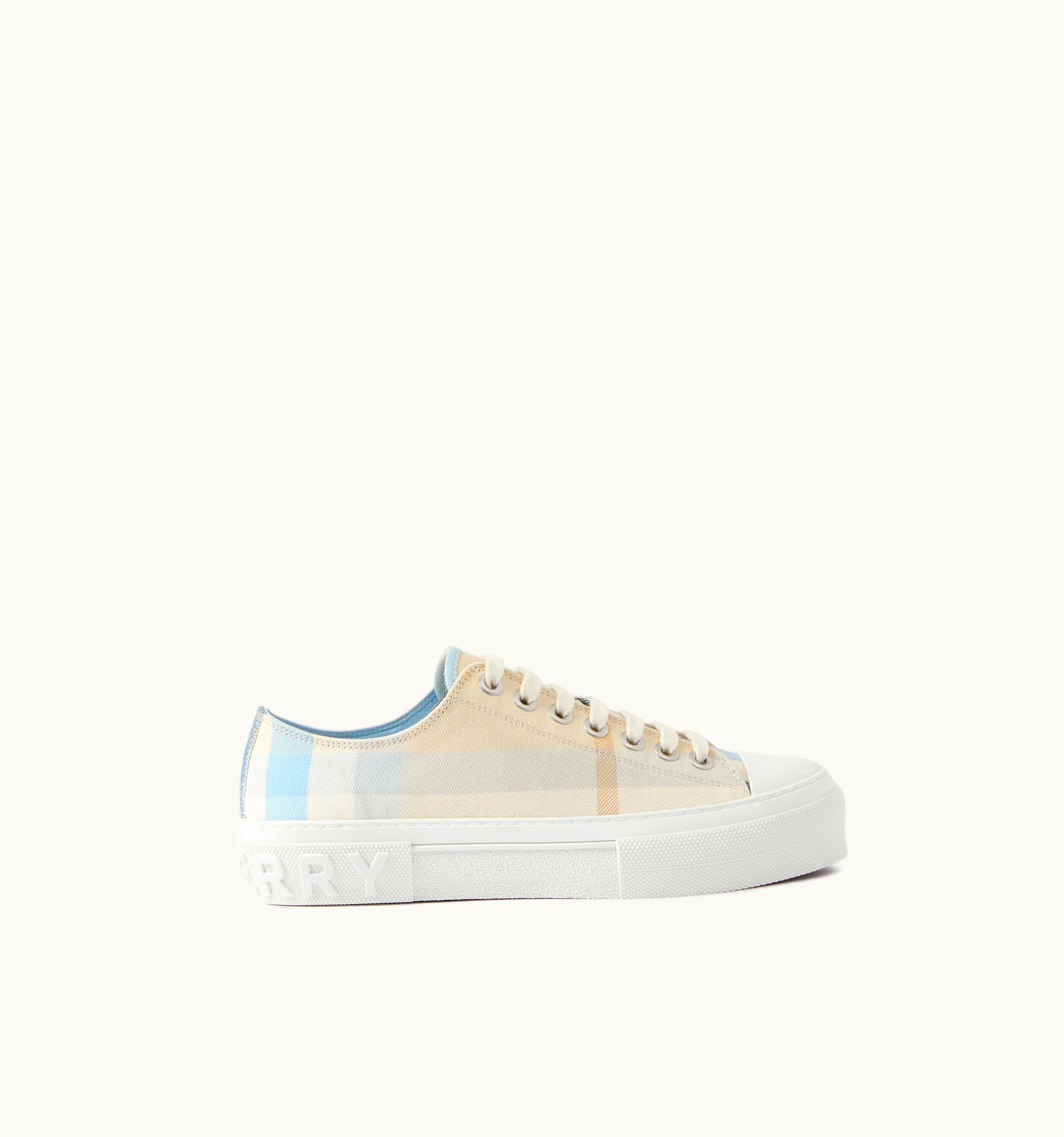 Burberry Burberry Check Cotton Sneakers In Soft Blue - Women UZ0139288