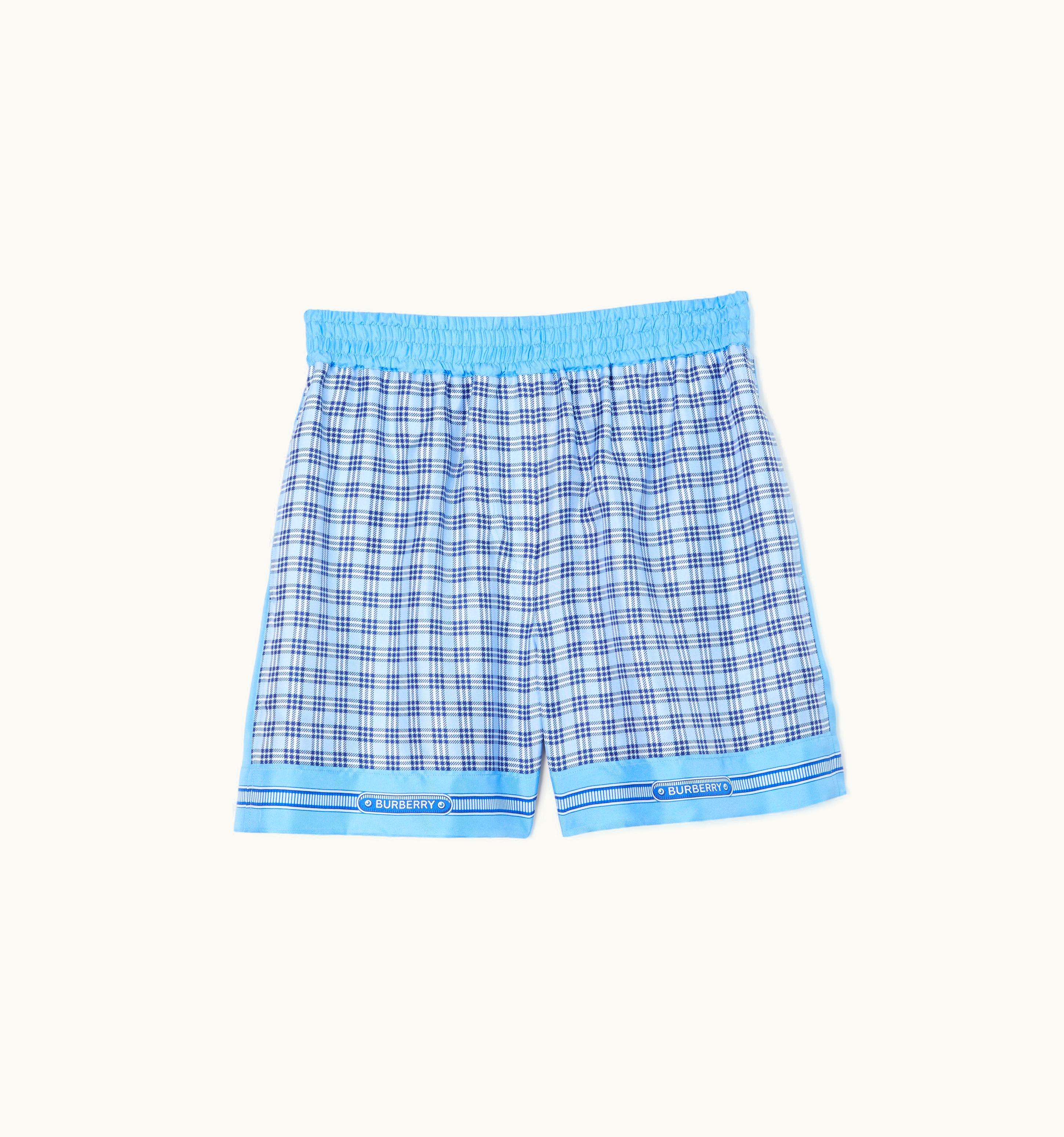 Burberry Burberry Check Print Silk Shorts In Foxglove Blue - Women