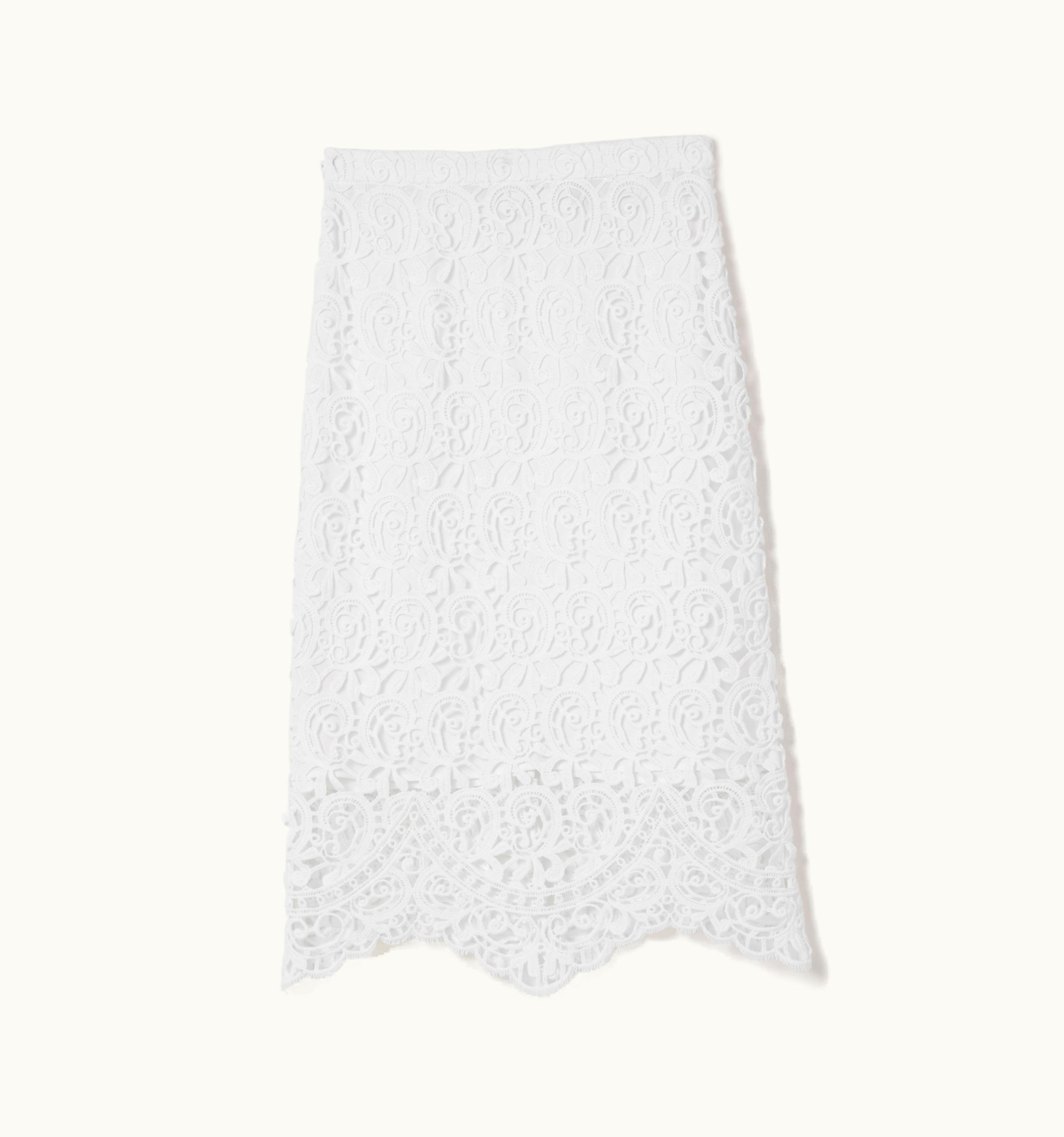 Burberry Burberry Macramé Lace Pencil Skirt In Optic White - Women UZ0139297