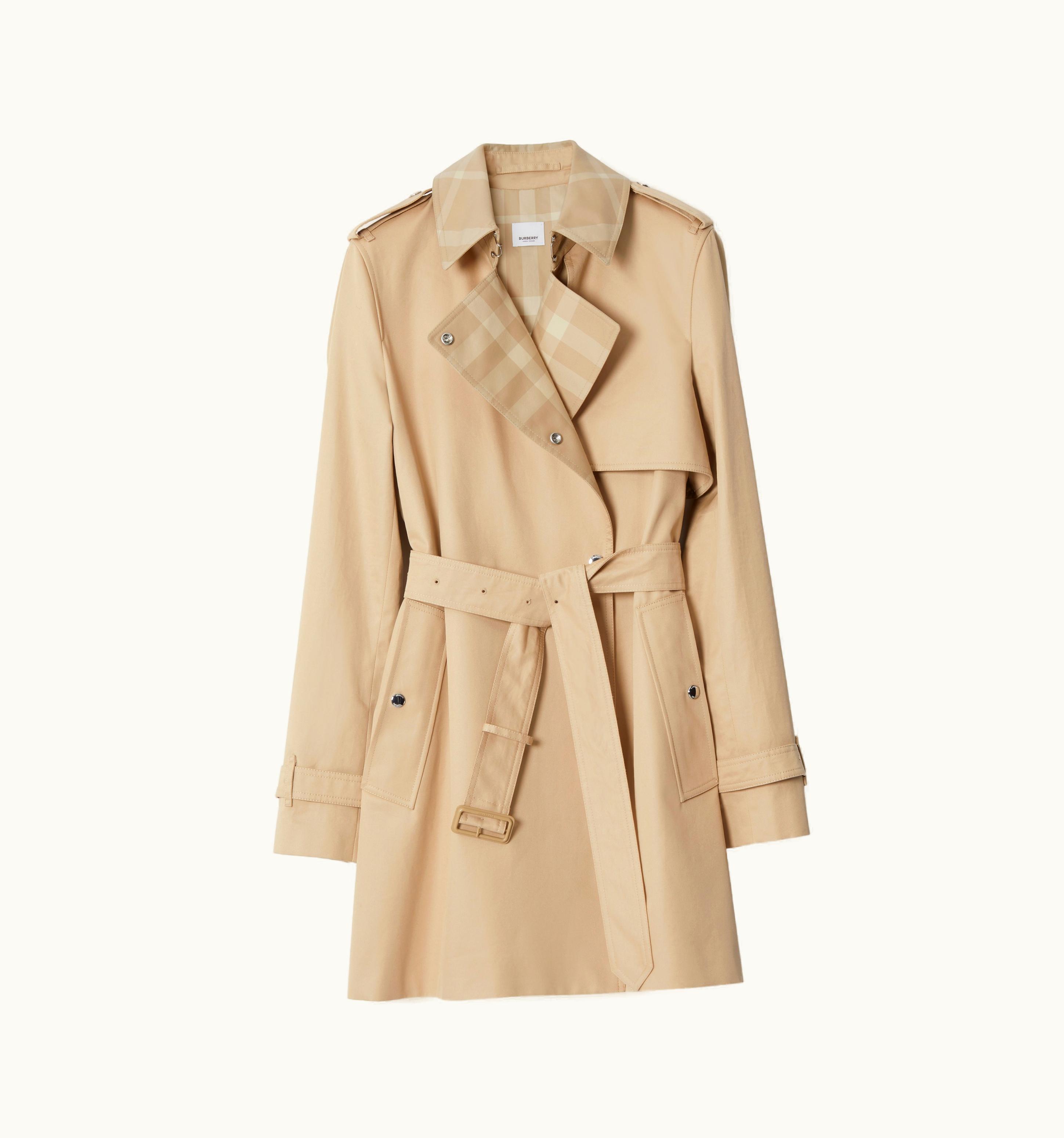 Burberry Burberry Check Panel Cotton Gabardine Trench Coat In Soft Fawn - Women UZ0139313