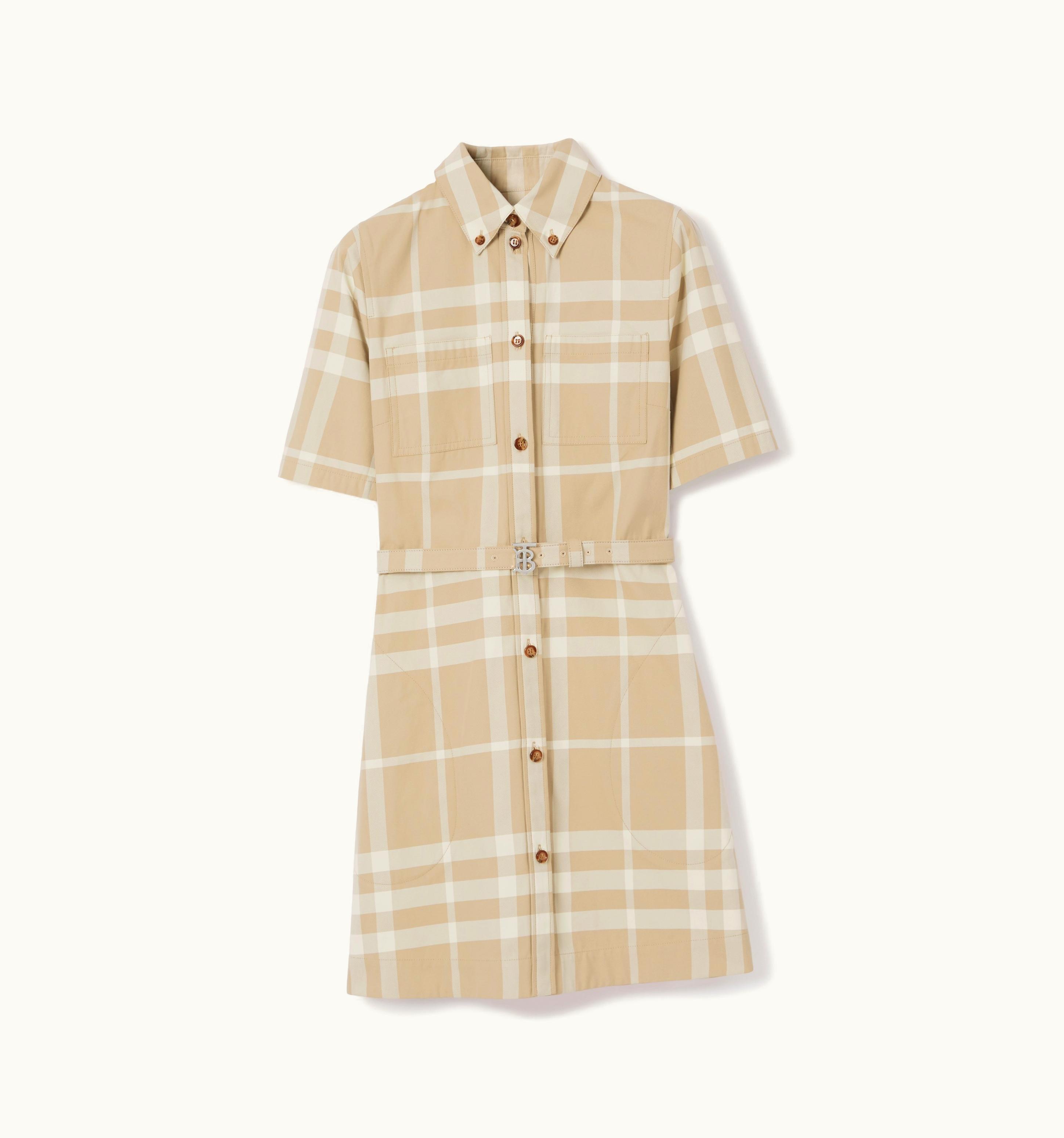 Burberry Burberry Check Cotton Gabardine Shirt Dress In Soft Fawn - Women UZ0139315