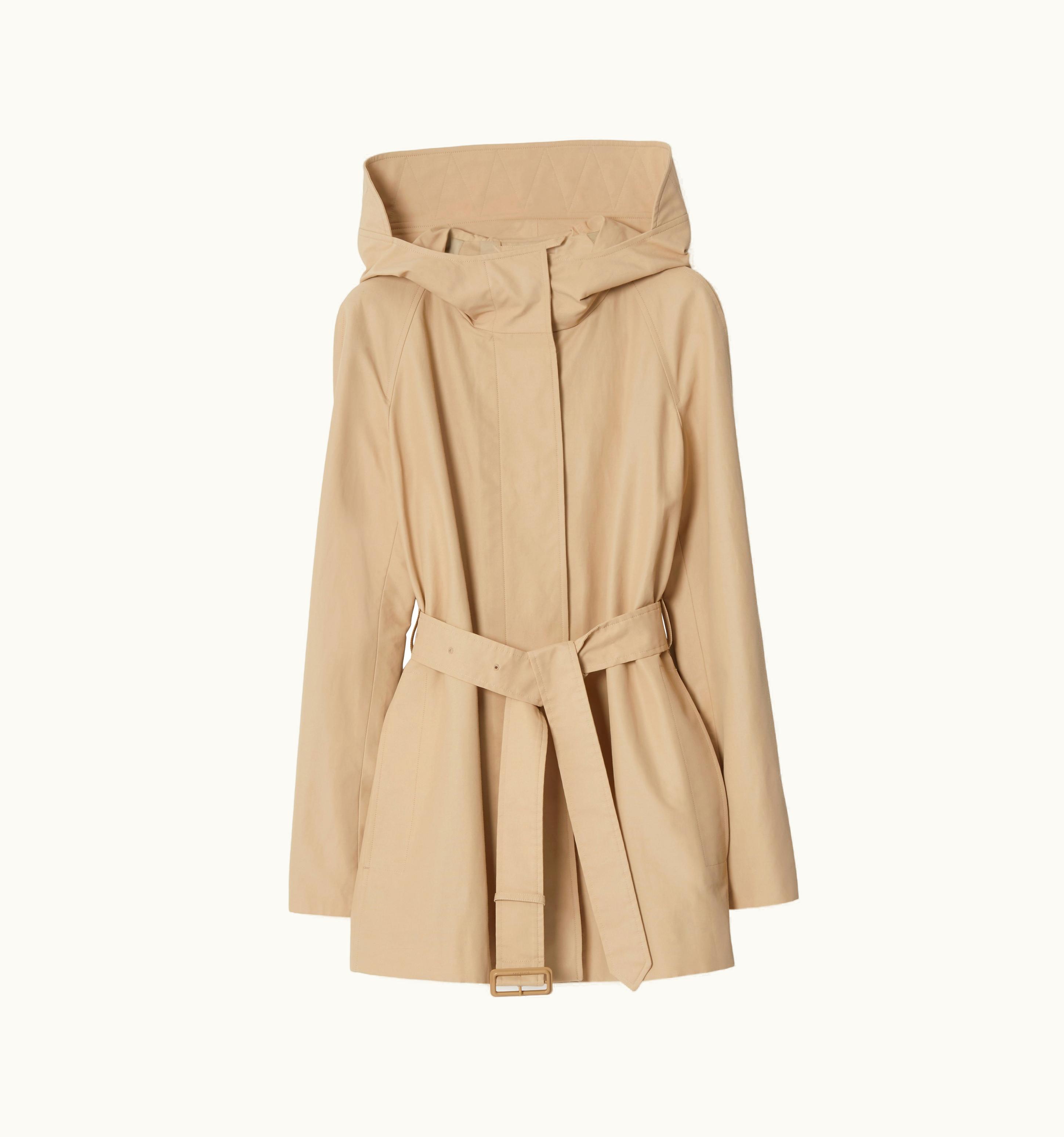 Burberry Burberry Technical Cotton Faille Hooded Car Coat In Soft Fawn - Women UZ0139317