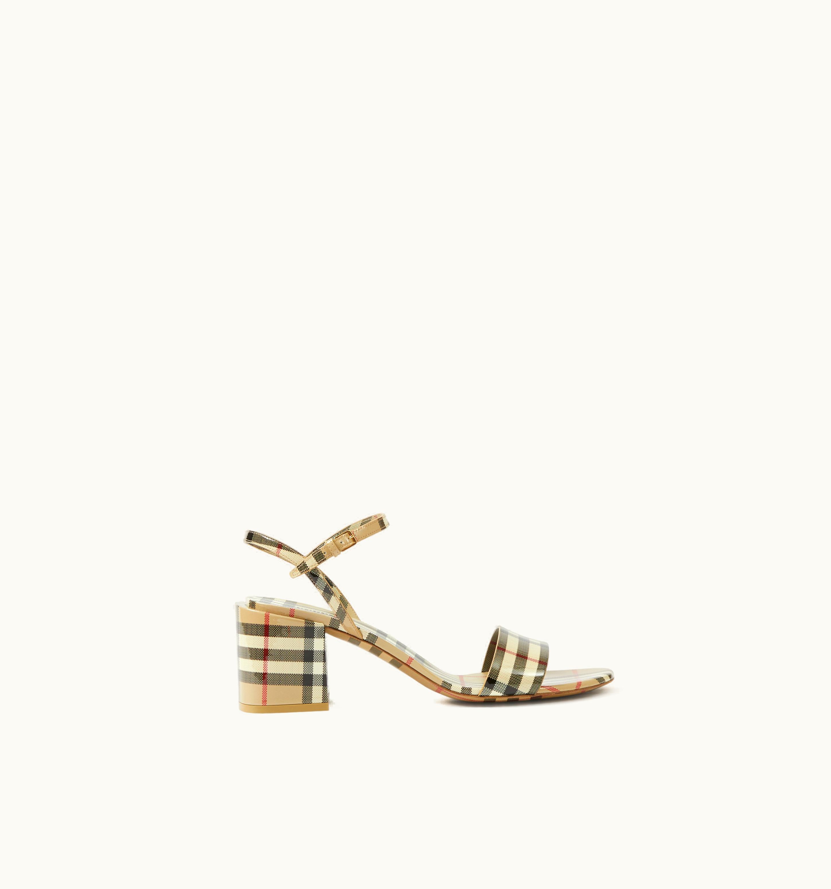 Burberry Burberry Vintage Check Patent Leather Sandals In Archive Beige