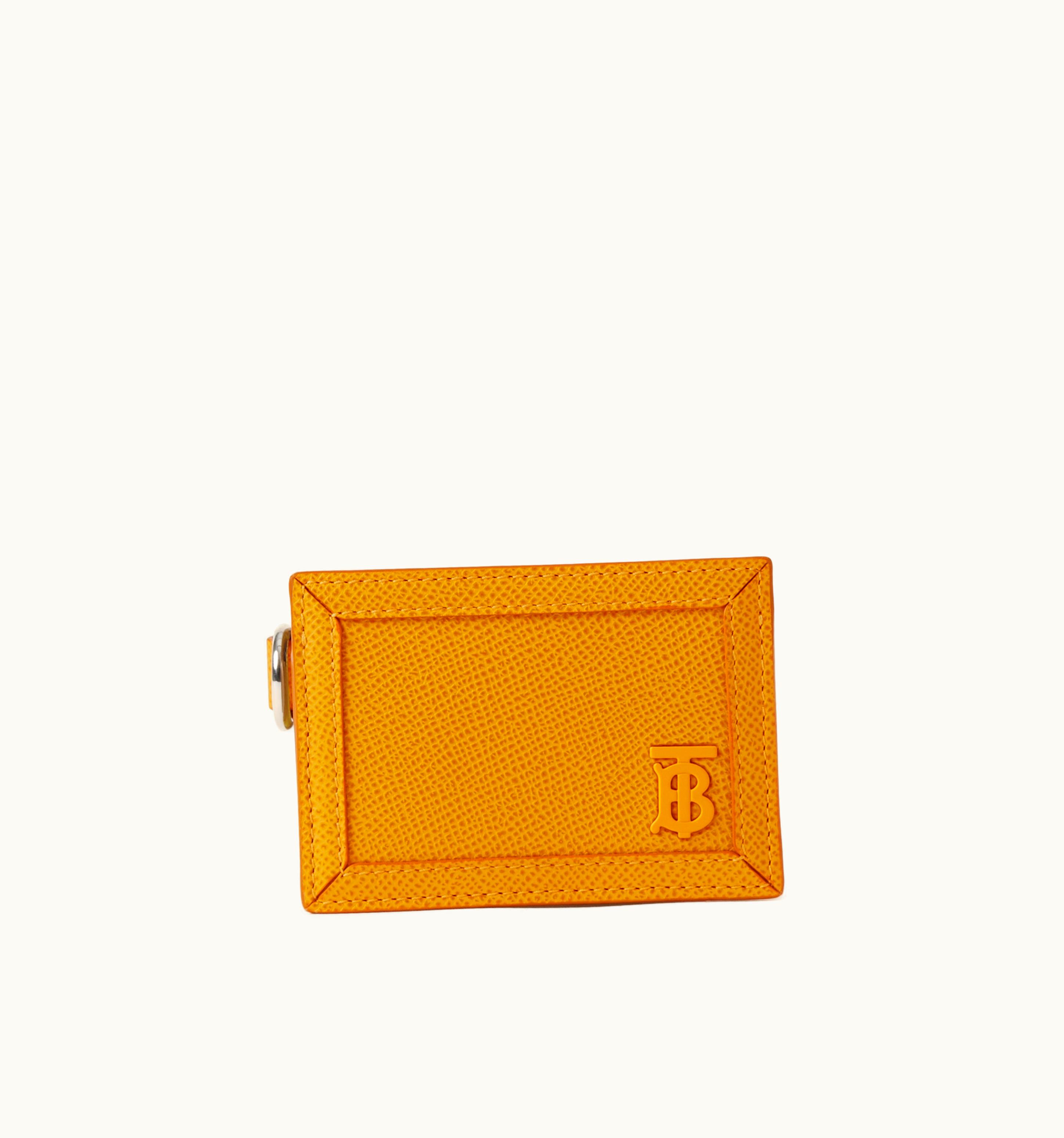 Burberry Burberry Grainy Leather Tb Card Case Lanyard In Marigold - Men