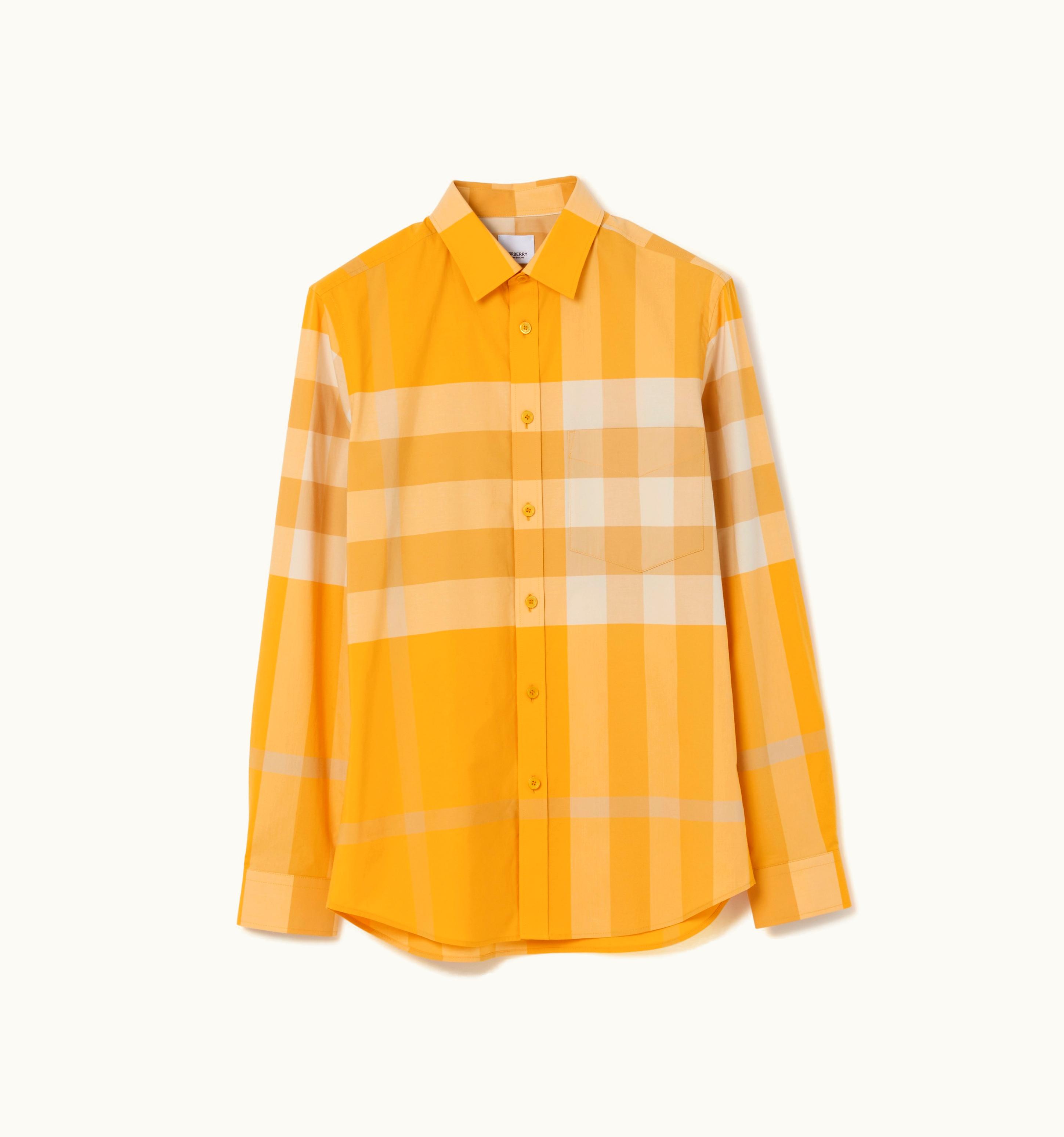 Burberry Burberry Check Stretch Cotton Poplin Shirt In Marigold - Men UZ0139325