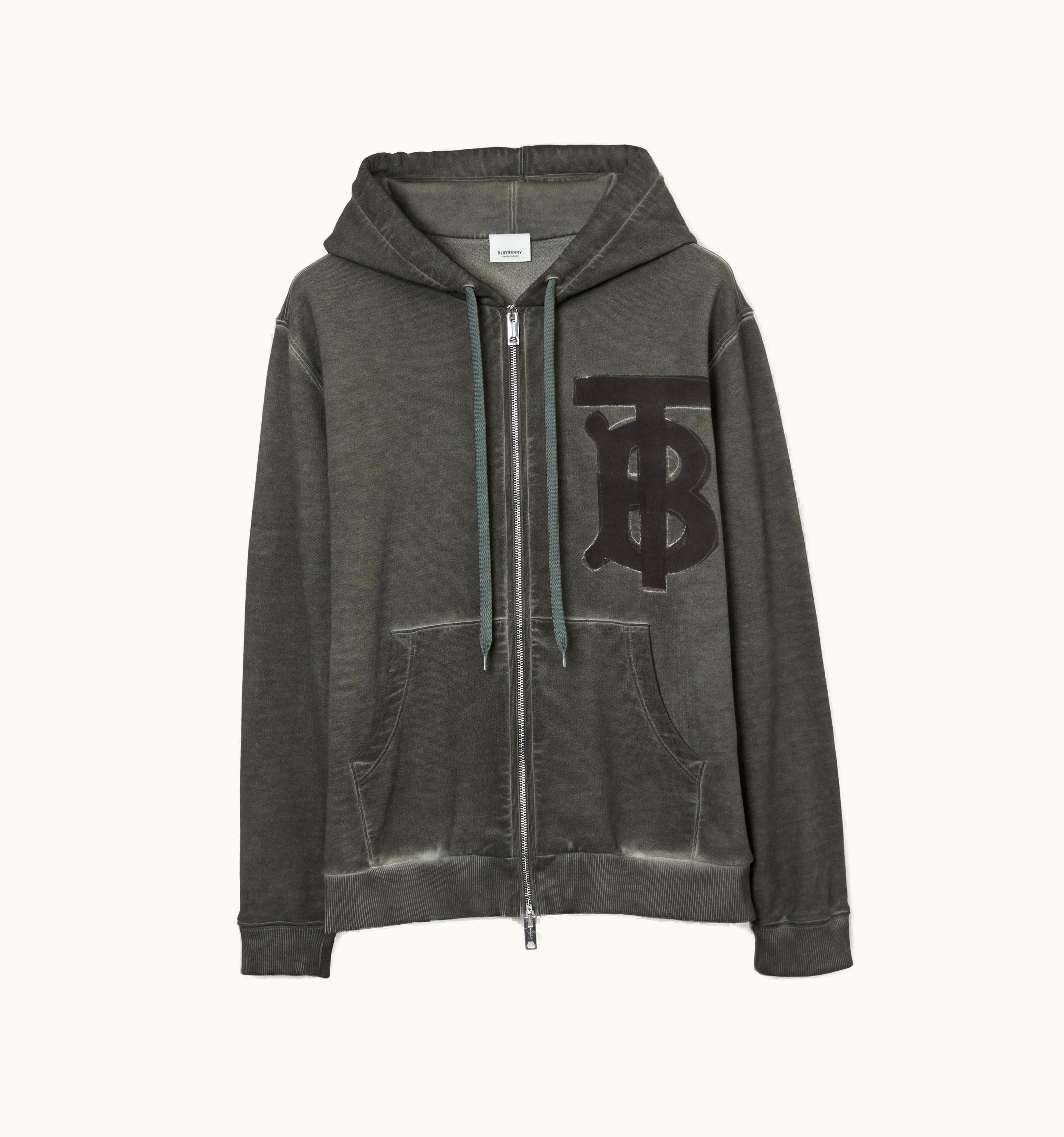 Burberry Burberry Monogram Motif Cotton Oversized Zip Hoodie In Charcoal Grey - Men UZ0139343