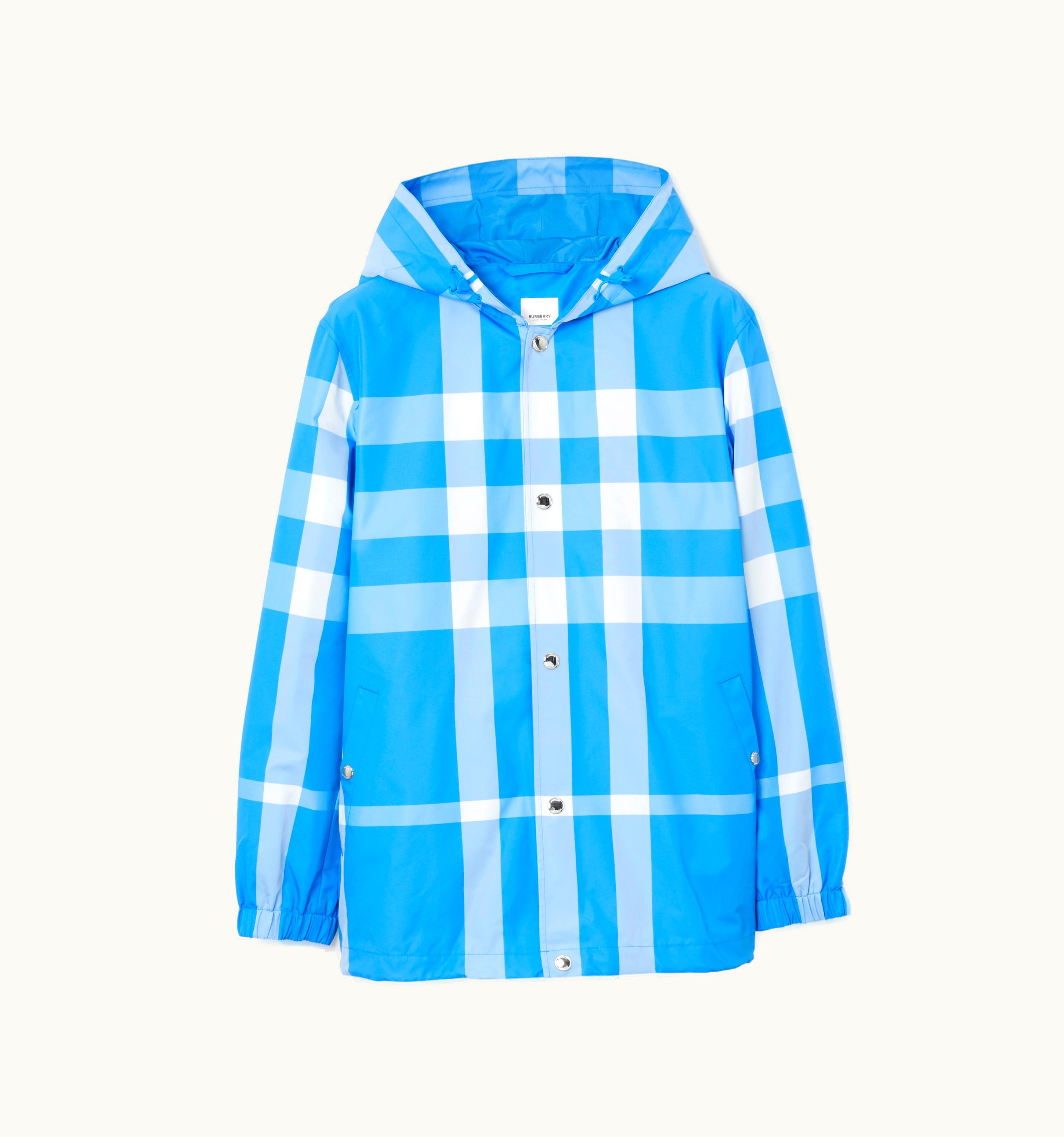Burberry Burberry Check Nylon Hooded Jacket In VIvid Blue - Men