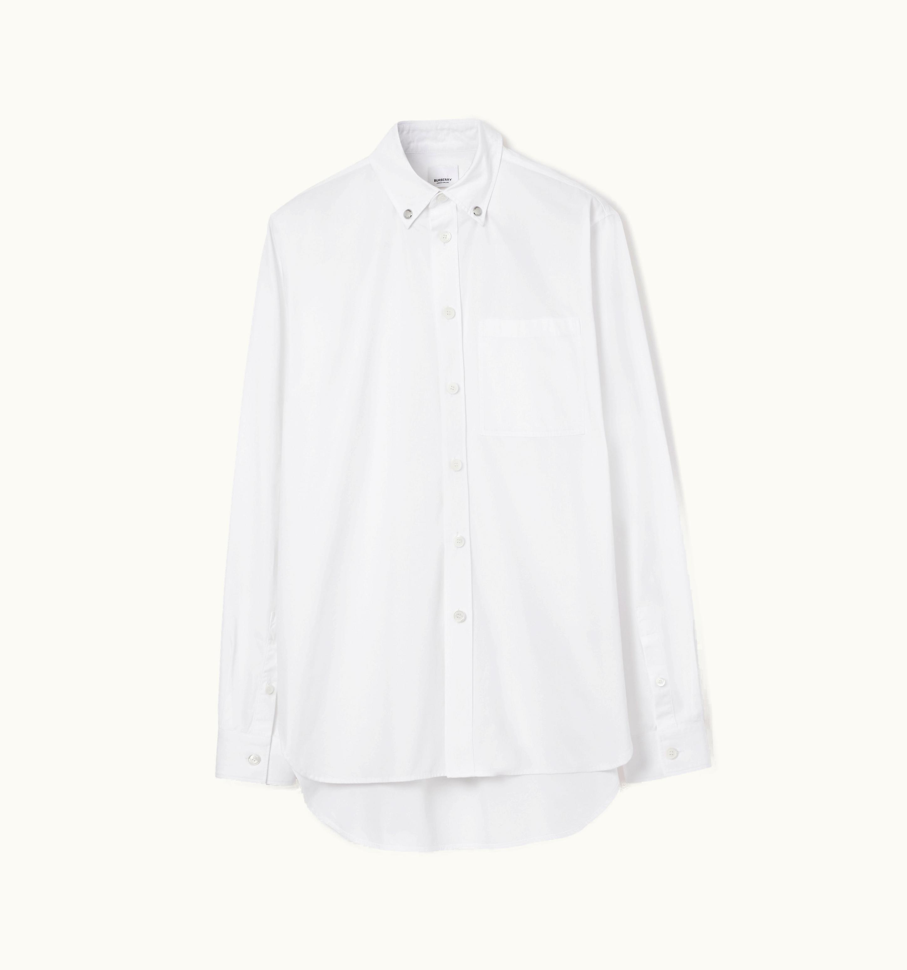 Burberry Burberry Press-Stud Collar Cotton Poplin Shirt In White - Men
