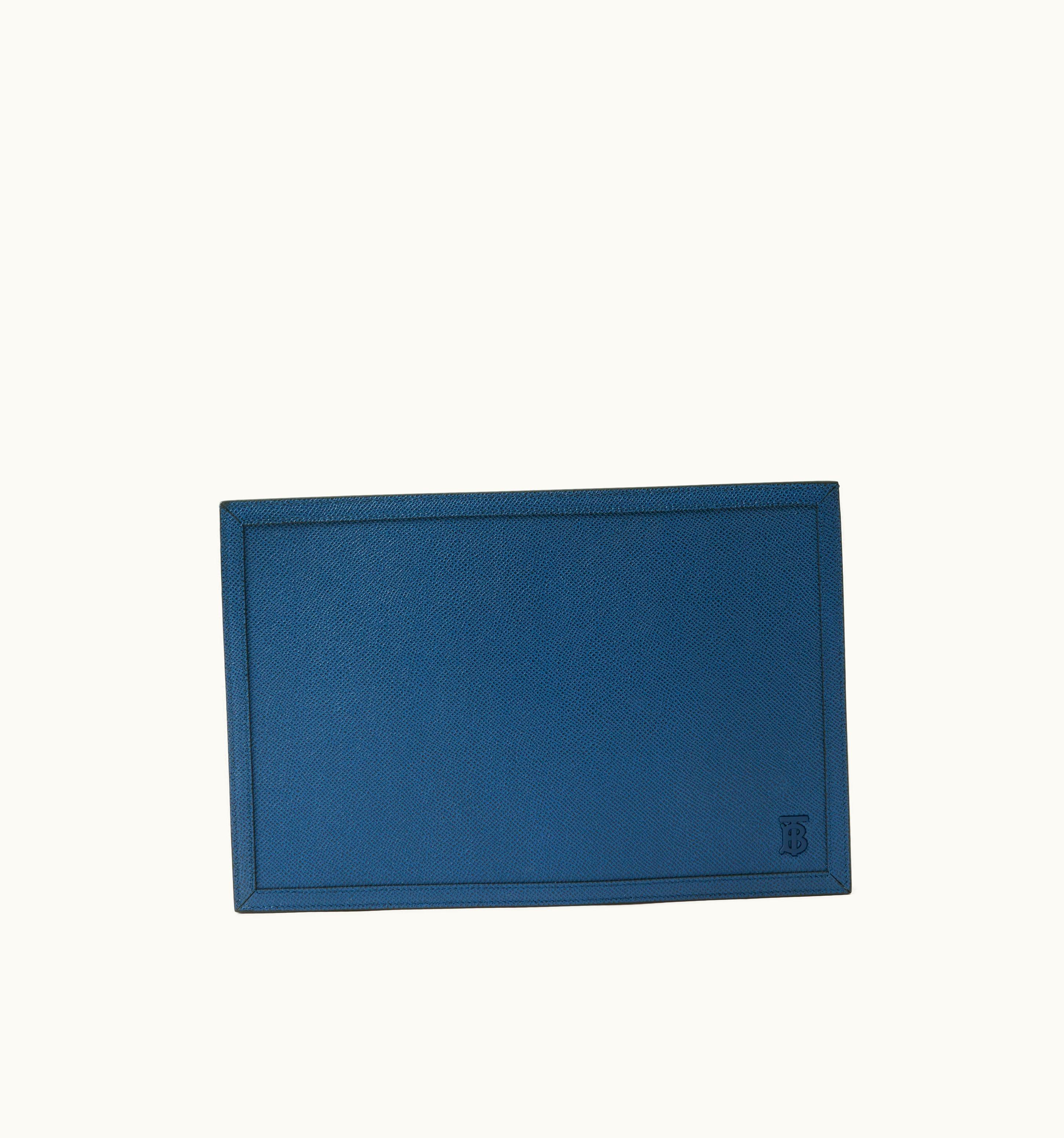 Burberry Burberry Grainy Leather Tb Zip Pouch In Rich Navy - Men UZ0139364