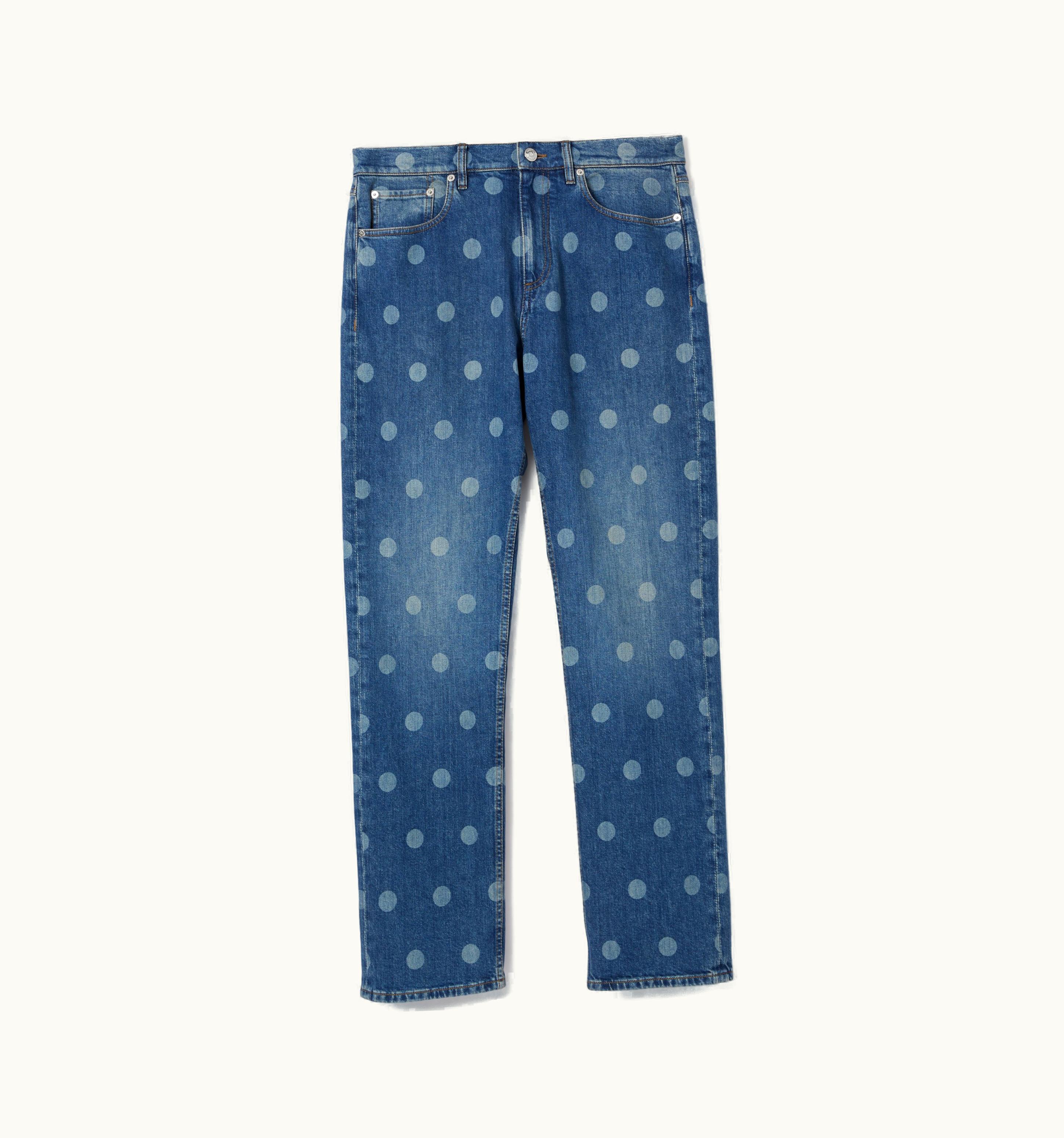 Burberry Burberry Straight Fit Polka Dot Stonewash Jeans In Muted Navy - Men