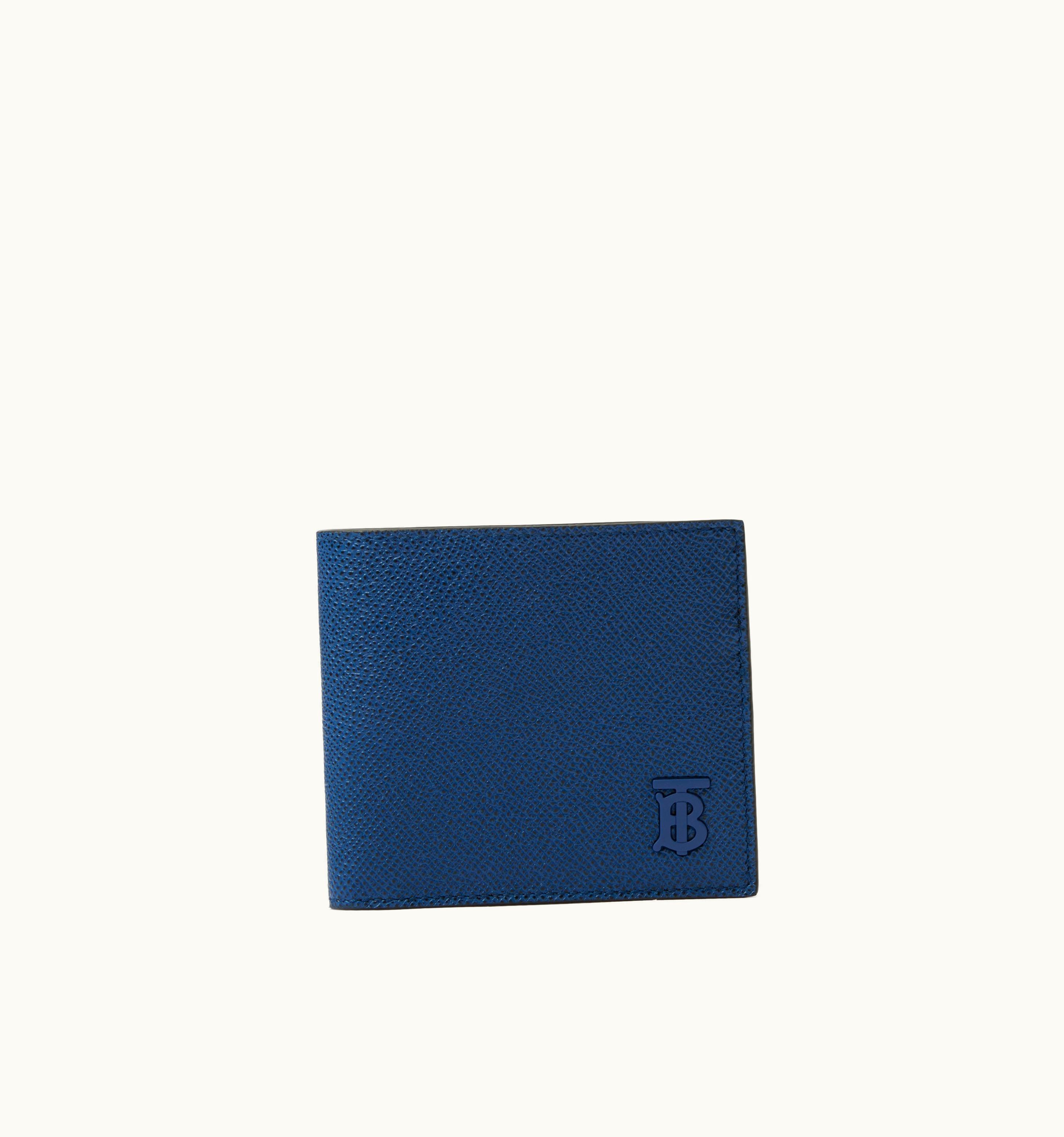 Burberry Burberry Grainy Leather Tb Bifold Coin Wallet In Rich Navy - Men