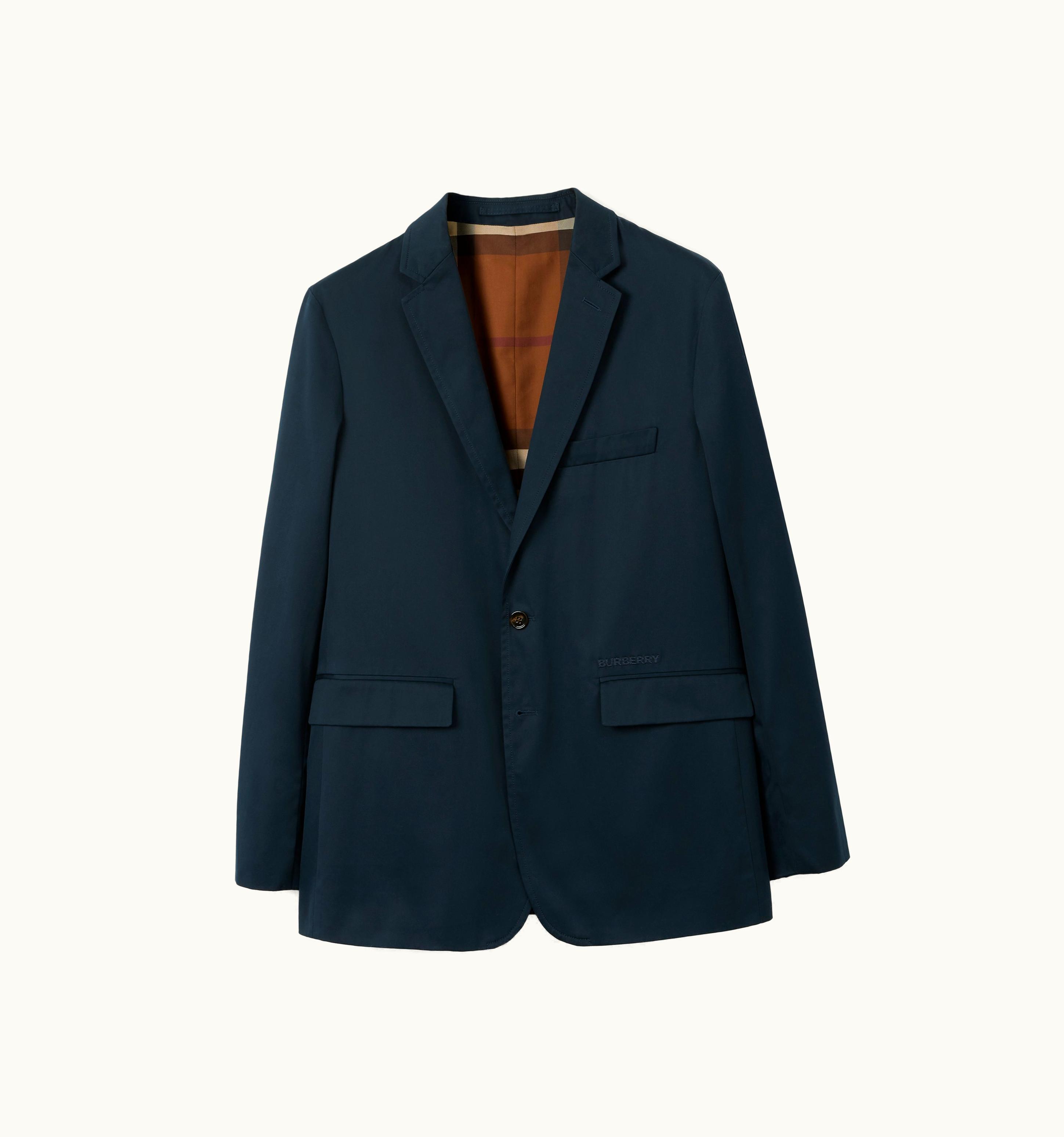 Burberry Burberry Slim Fit Cotton Tailored Jacket In Navy - Men UZ0139390