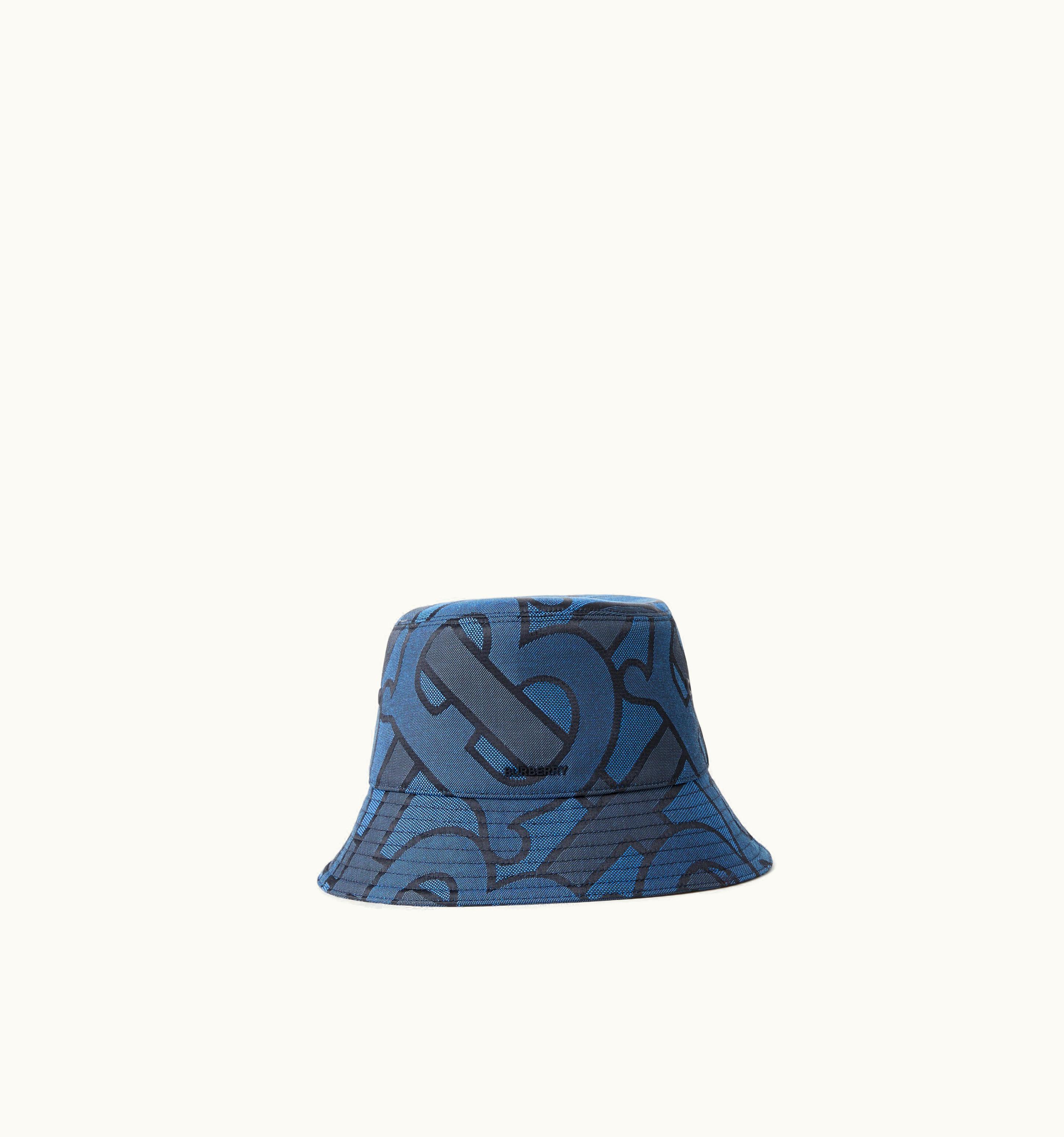 Burberry Burberry Monogram Cotton Blend Jacquard Bucket Hat In Navy