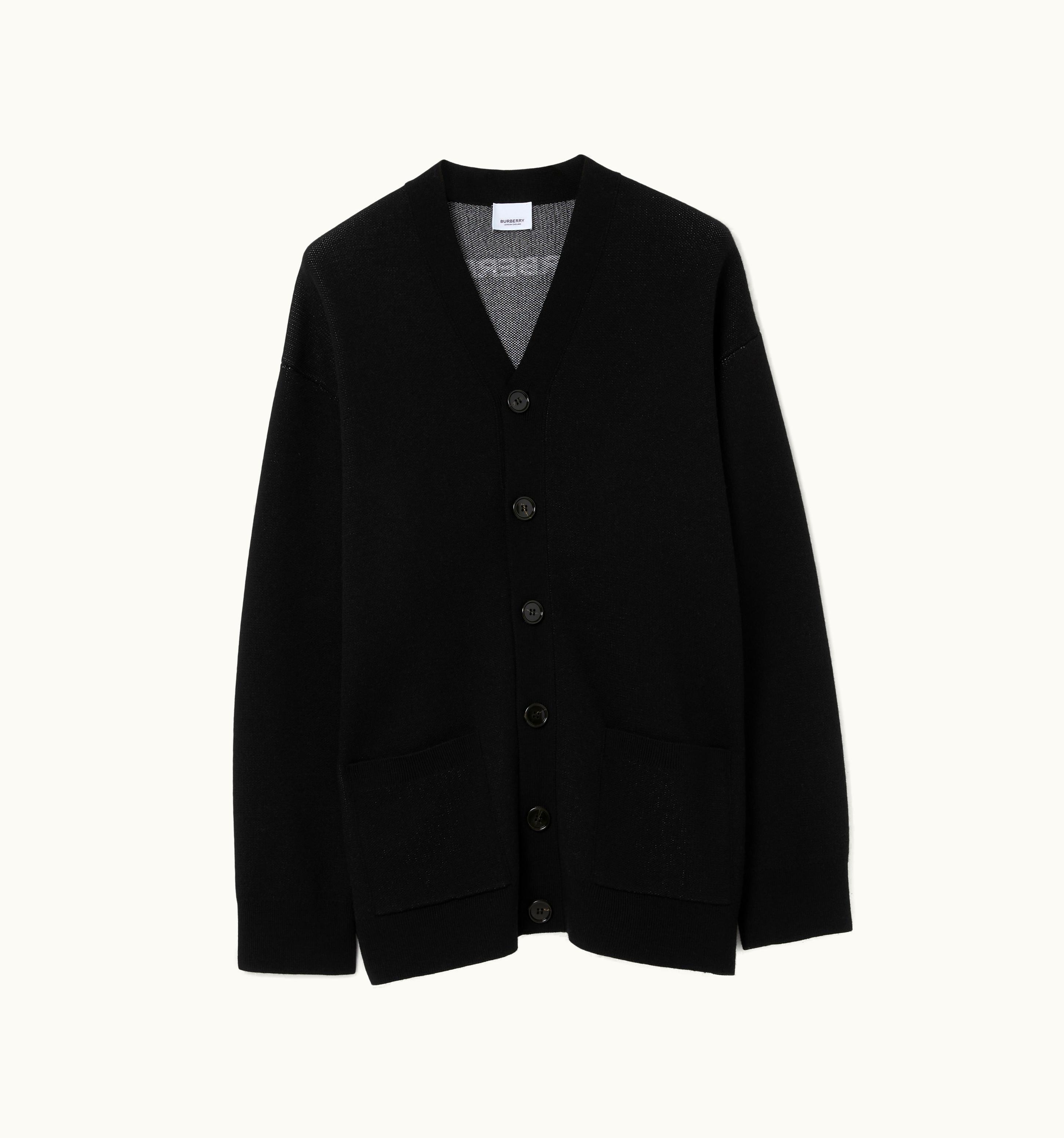 Burberry Burberry Logo Wool Cotton Jacquard Cardigan In Black - Men UZ0139398