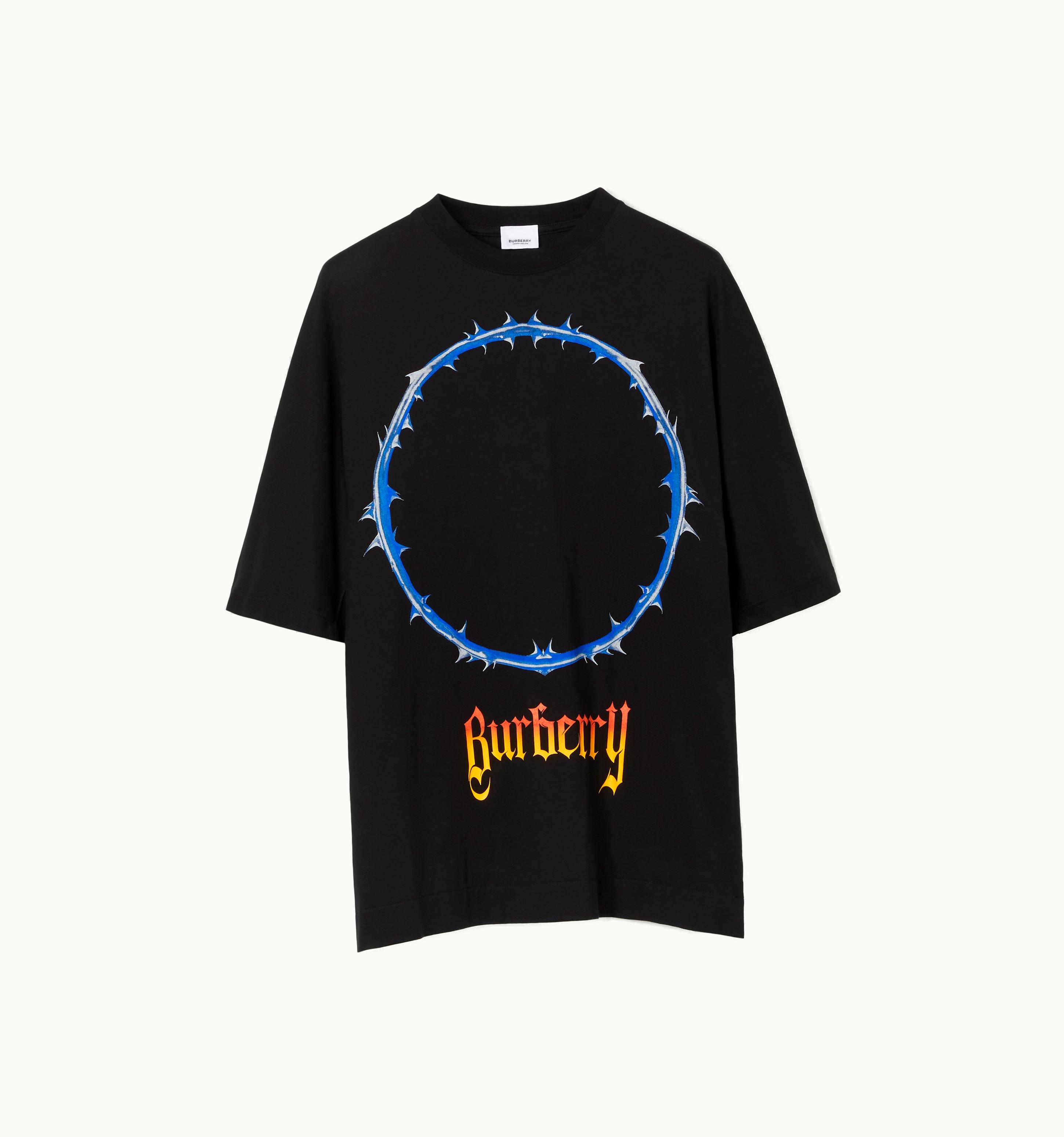 Burberry Burberry Thorn And Logo Print Cotton Oversized T-Shirt In Black - Men UZ0139401