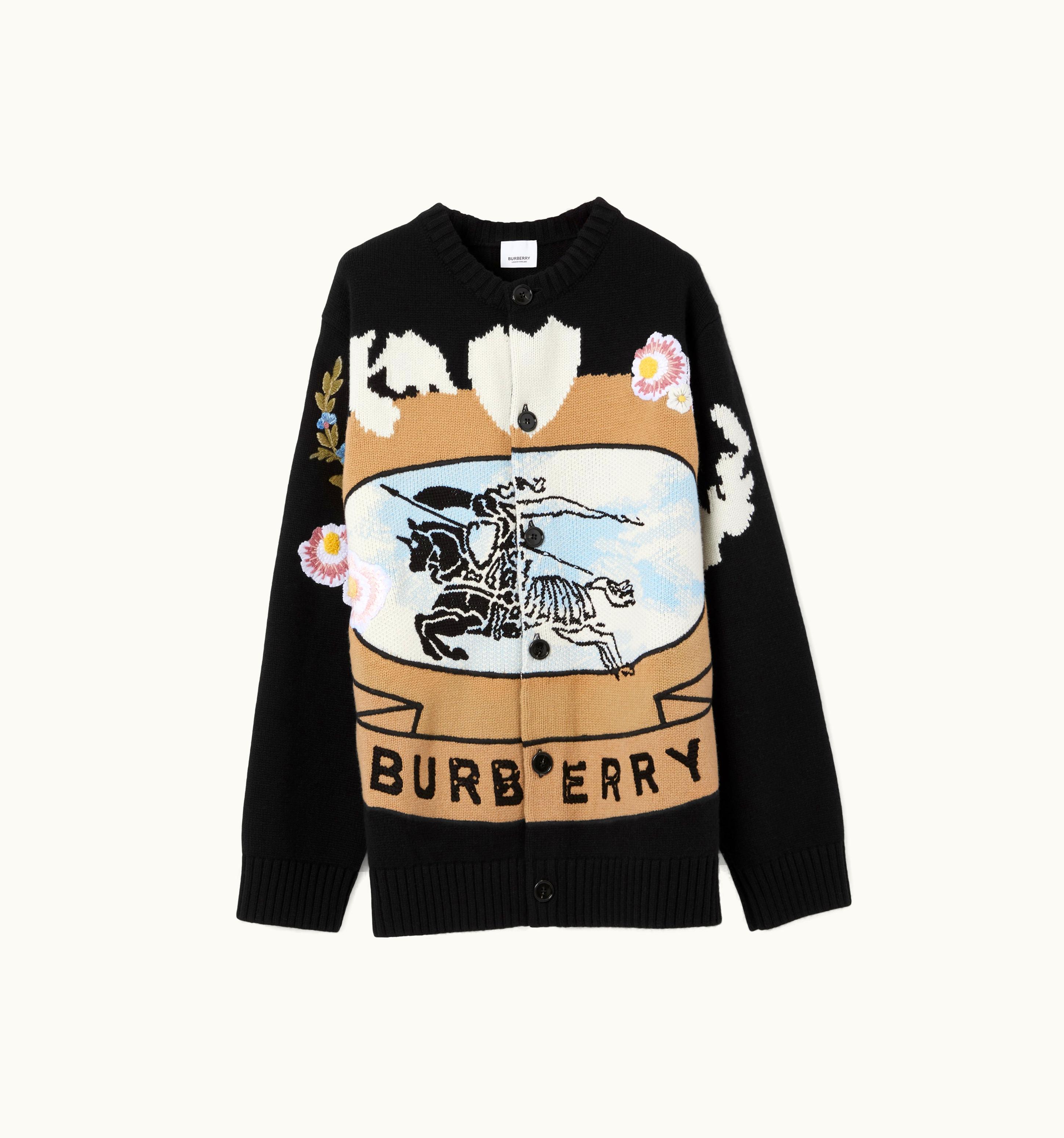 Burberry Burberry Ekd Intarsia Wool Cashmere Cardigan In Black - Men UZ0139404