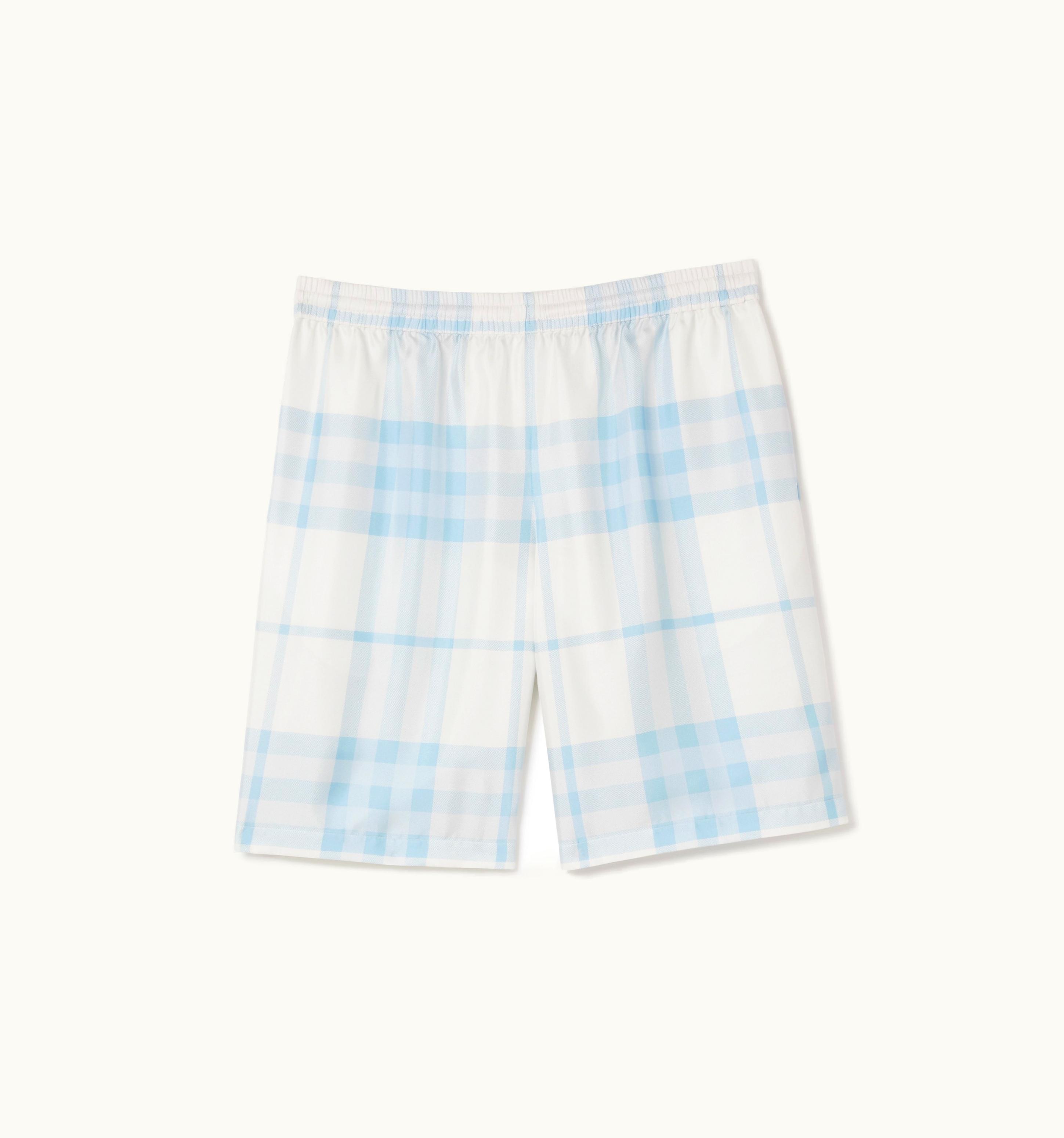 Burberry Burberry Check Silk Twill Shorts In Pale Sky Blue - Men UZ0139411