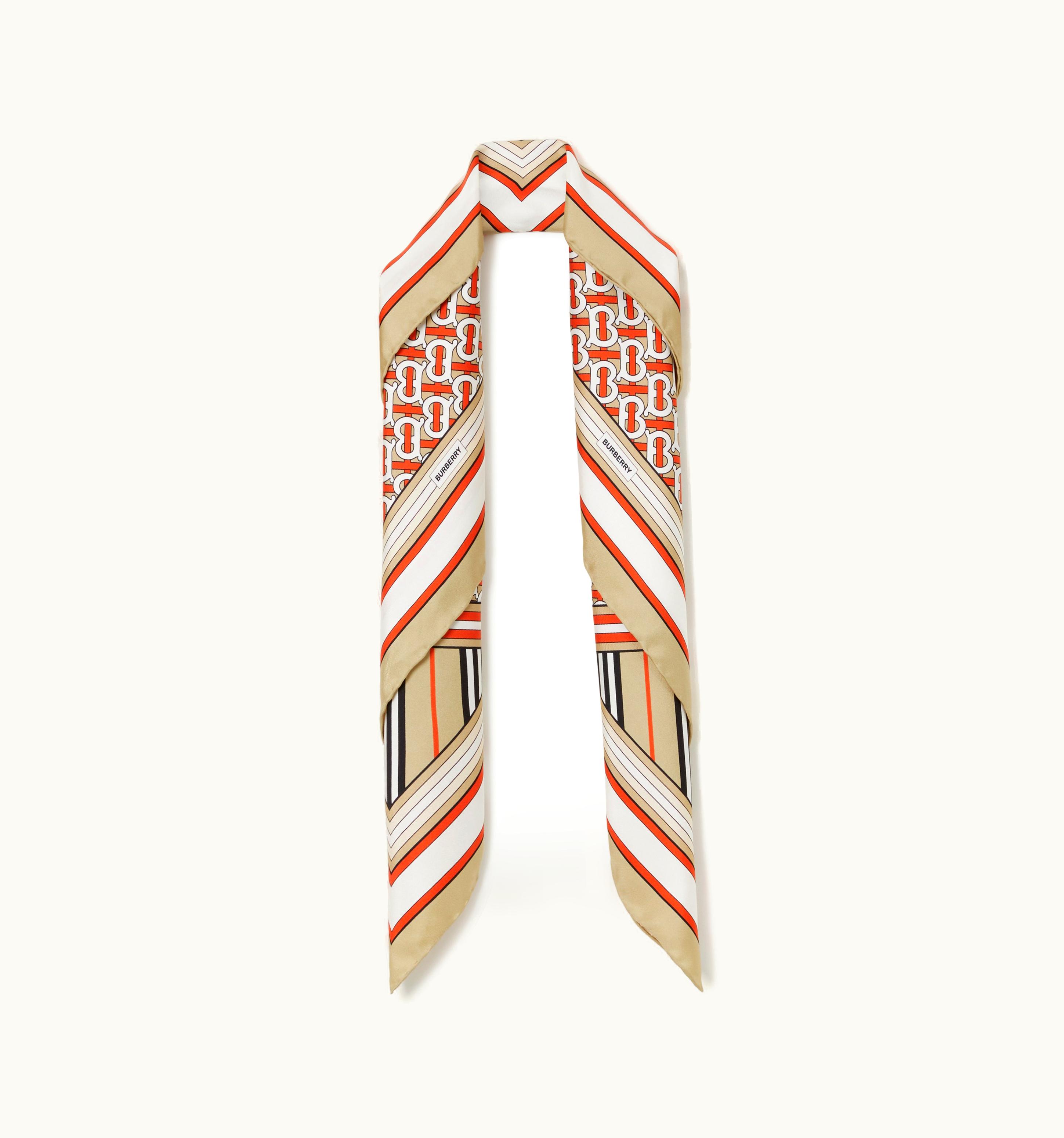 Burberry Burberry Montage Print Silk Square Scarf In Vermillion