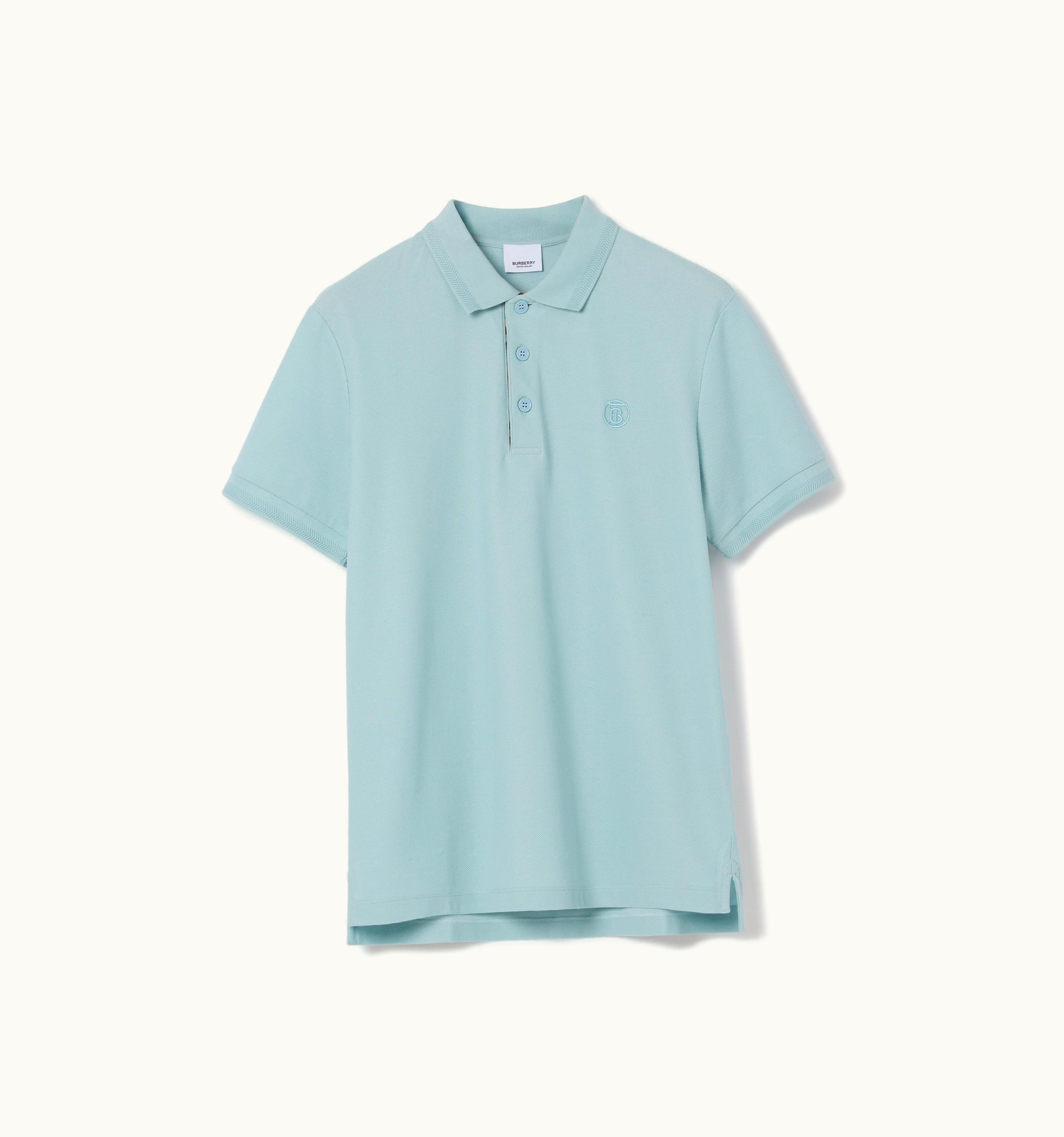 Burberry Burberry Monogram Motif Cotton Piqué Polo Shirt In Duck Egg Blue - Men UZ0139423