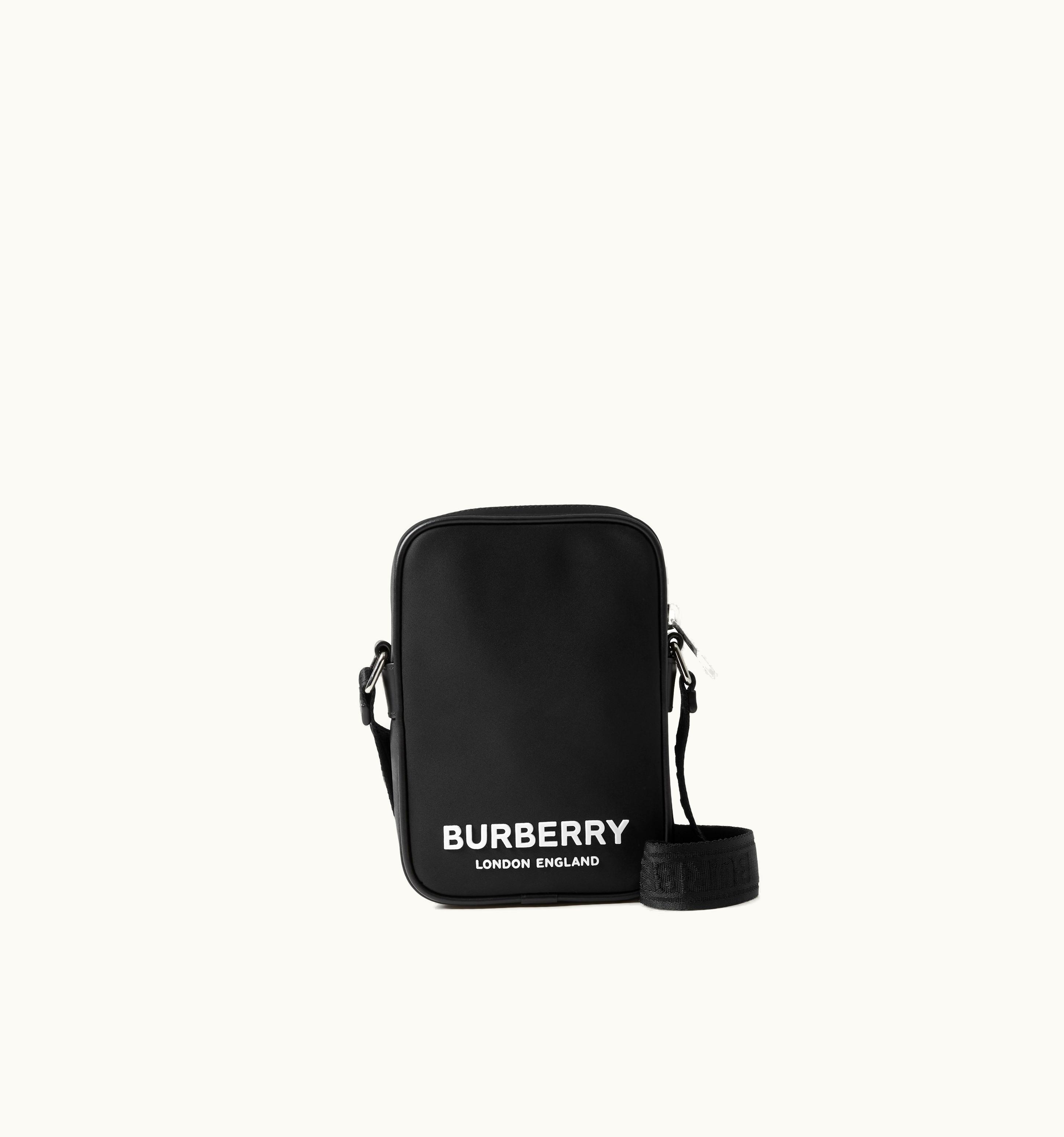 Burberry Burberry Logo Print Nylon Vertical Paddy Bag In Black - Men UZ0139444