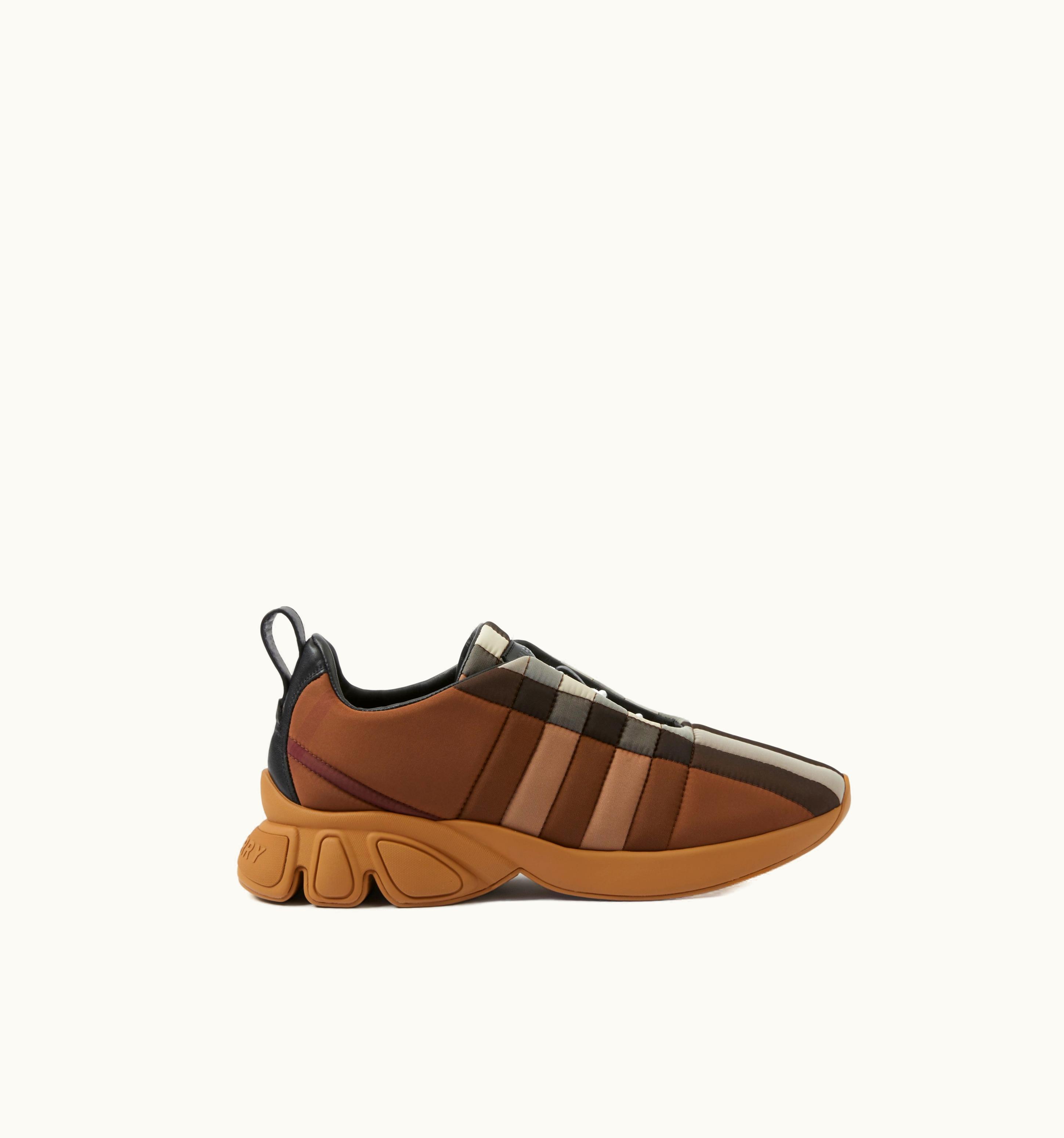 Burberry Burberry Quilted Nylon And Leather Classic Sneakers In Dark Birch Brown - Men