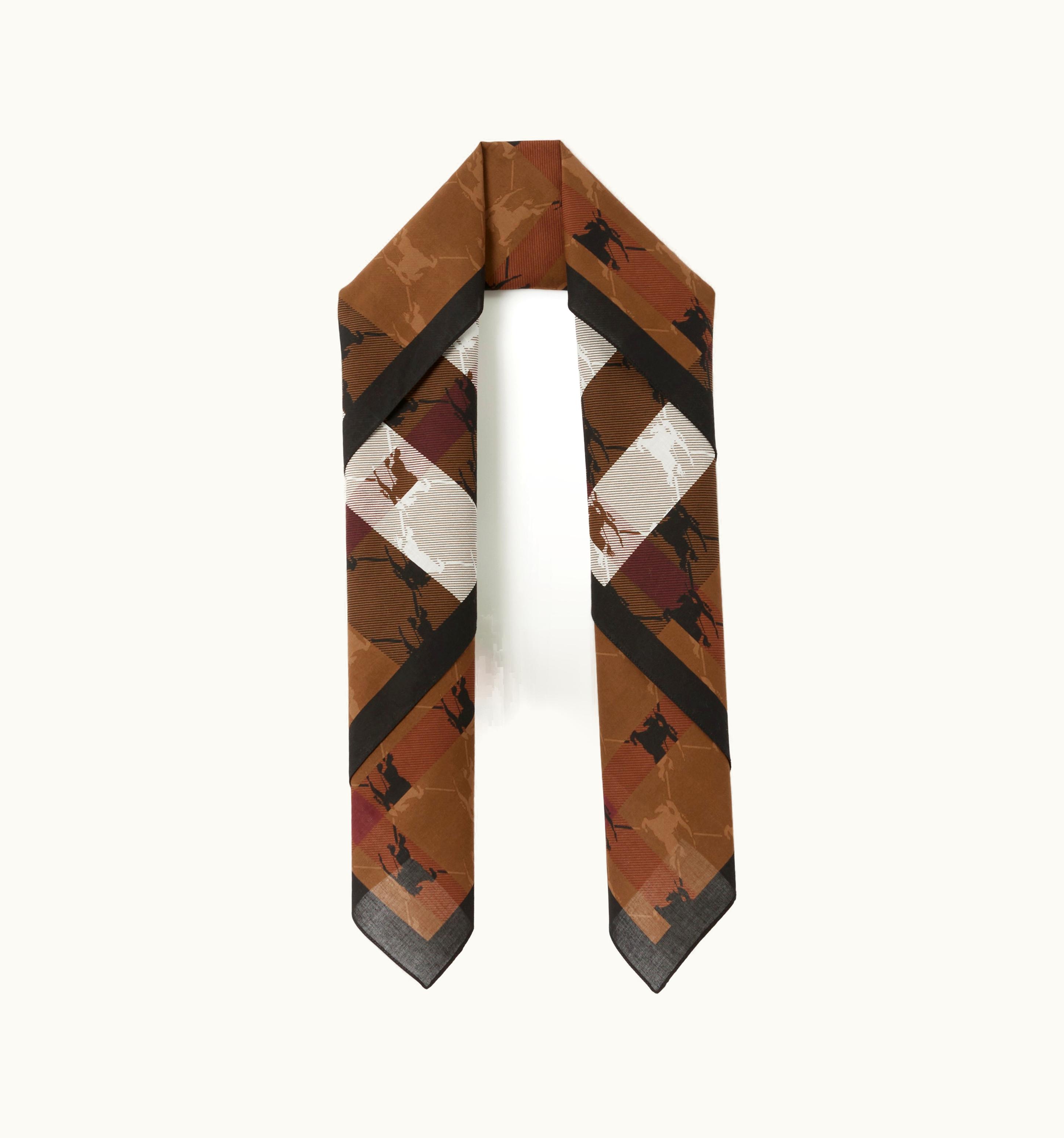 Burberry Burberry Check Ekd Print Cotton Square Scarf In Dark Birch Brown UZ0139485