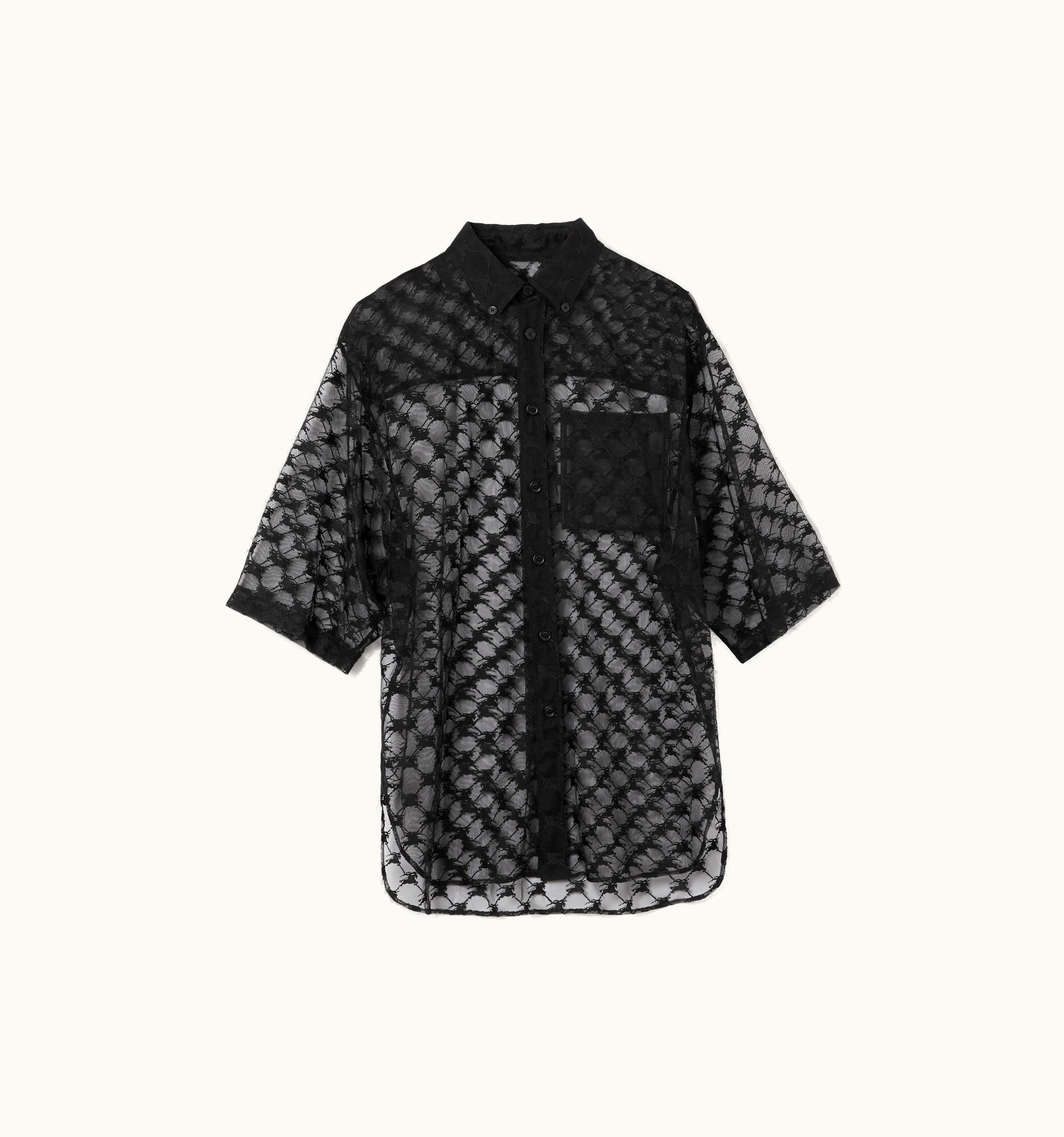 Burberry Burberry Short-Sleeve Ekd Stretch Lace Shirt In Black - Men