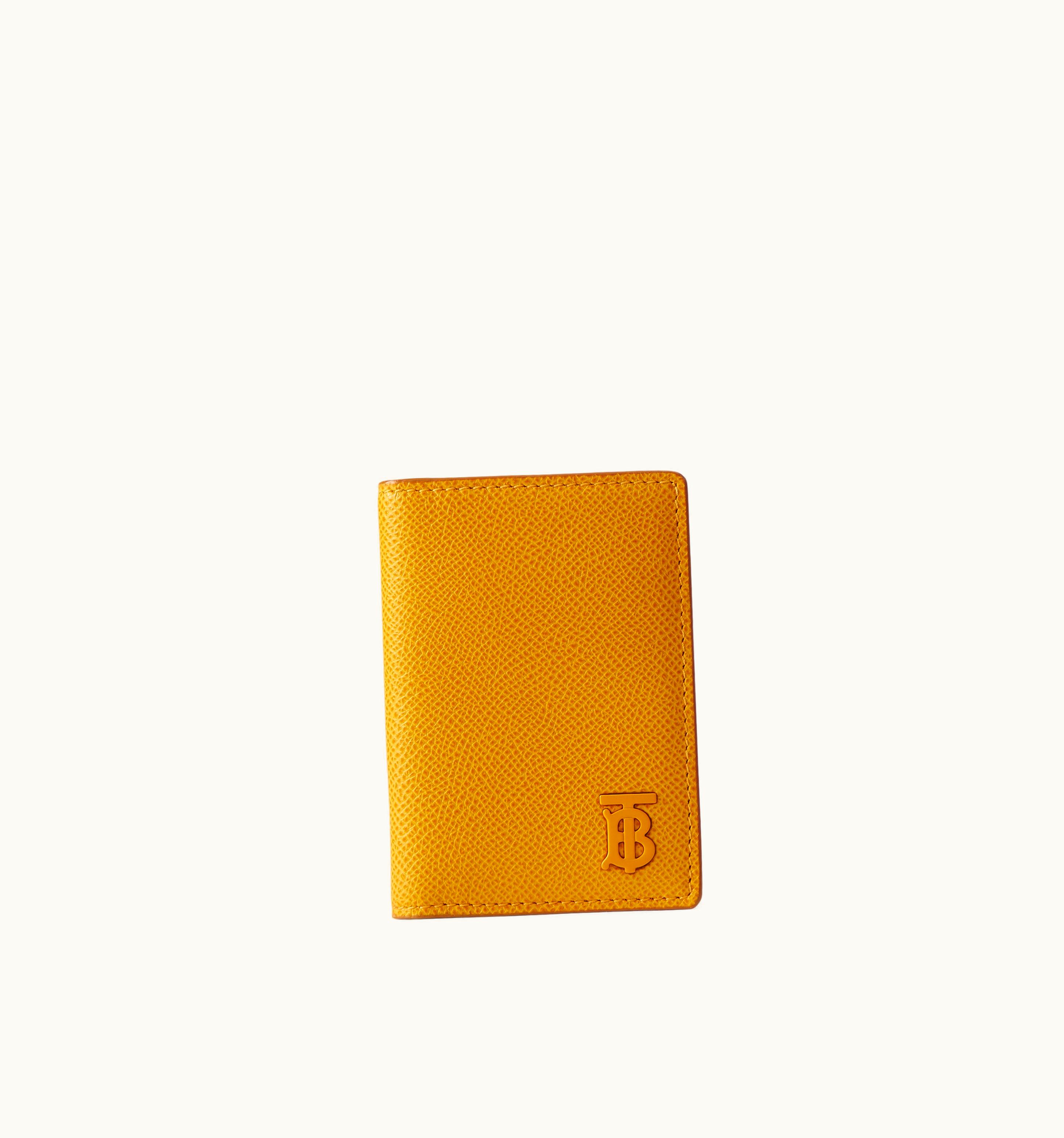 Burberry Burberry Grainy Leather Tb Folding Card Case In Marigold - Men